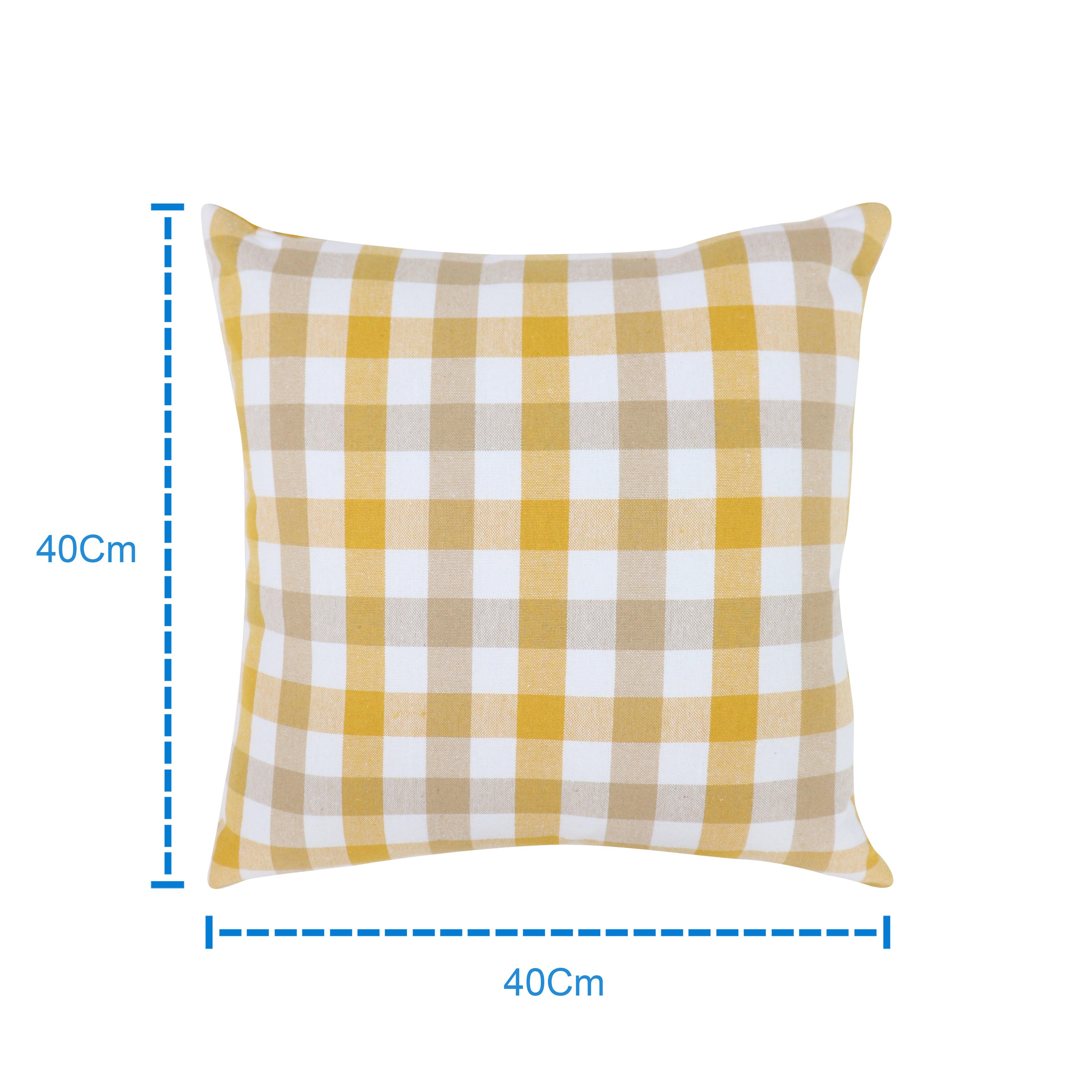 Cotton Lanfranki Yellow Check Cushion Covers