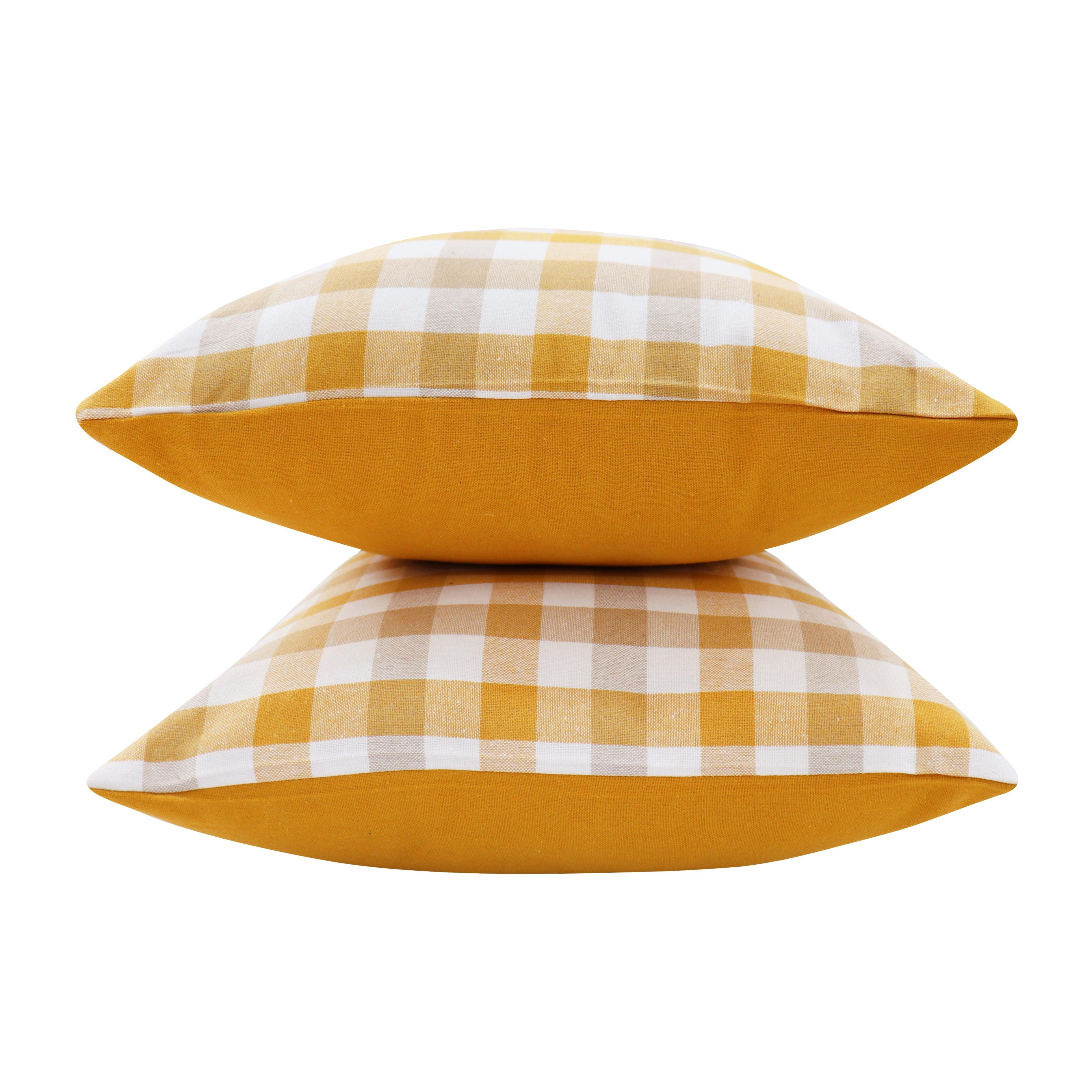 Cotton Lanfranki Yellow Check Cushion Covers
