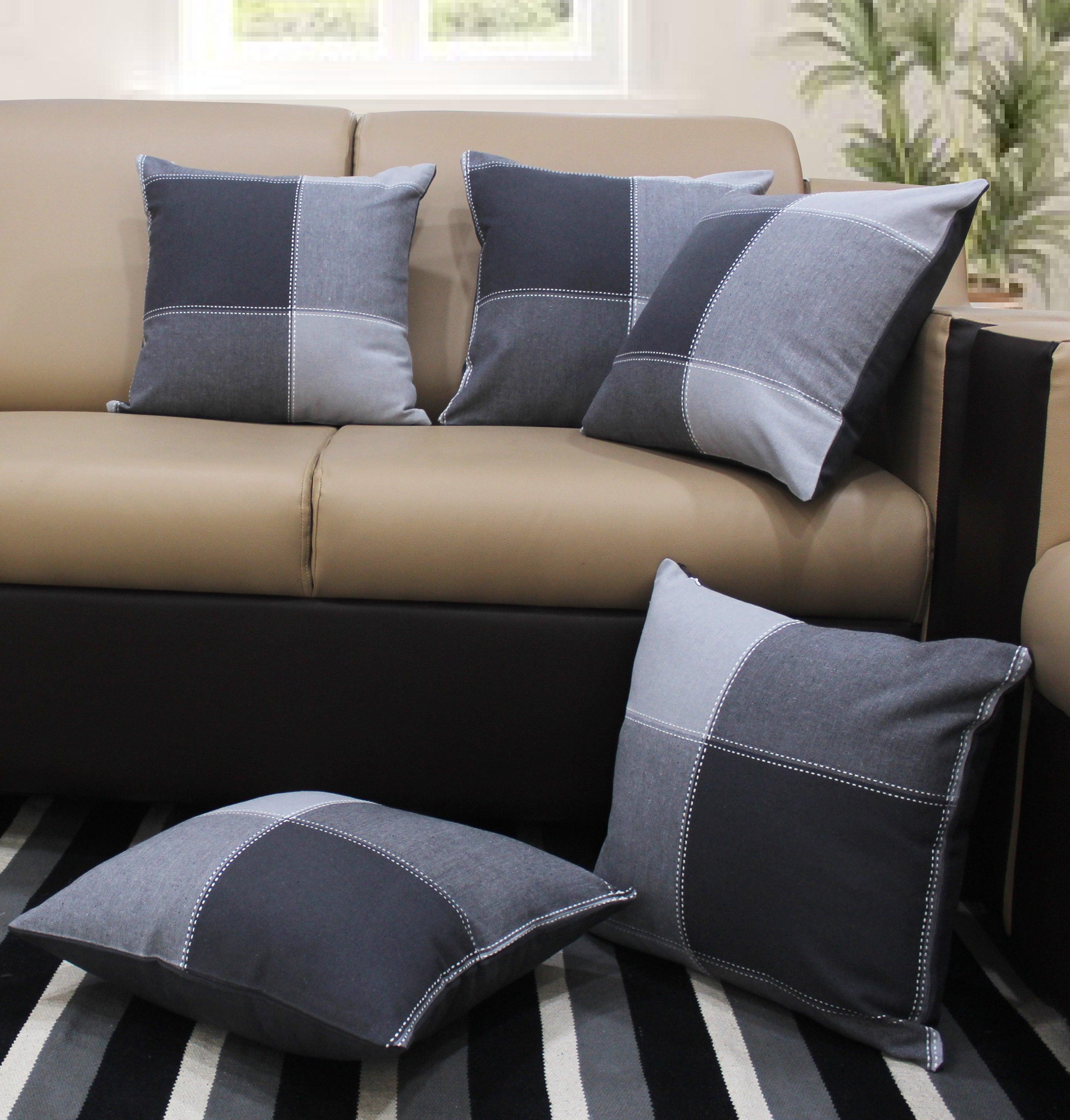 Cotton 4 Way Dobby Grey Cushion Covers