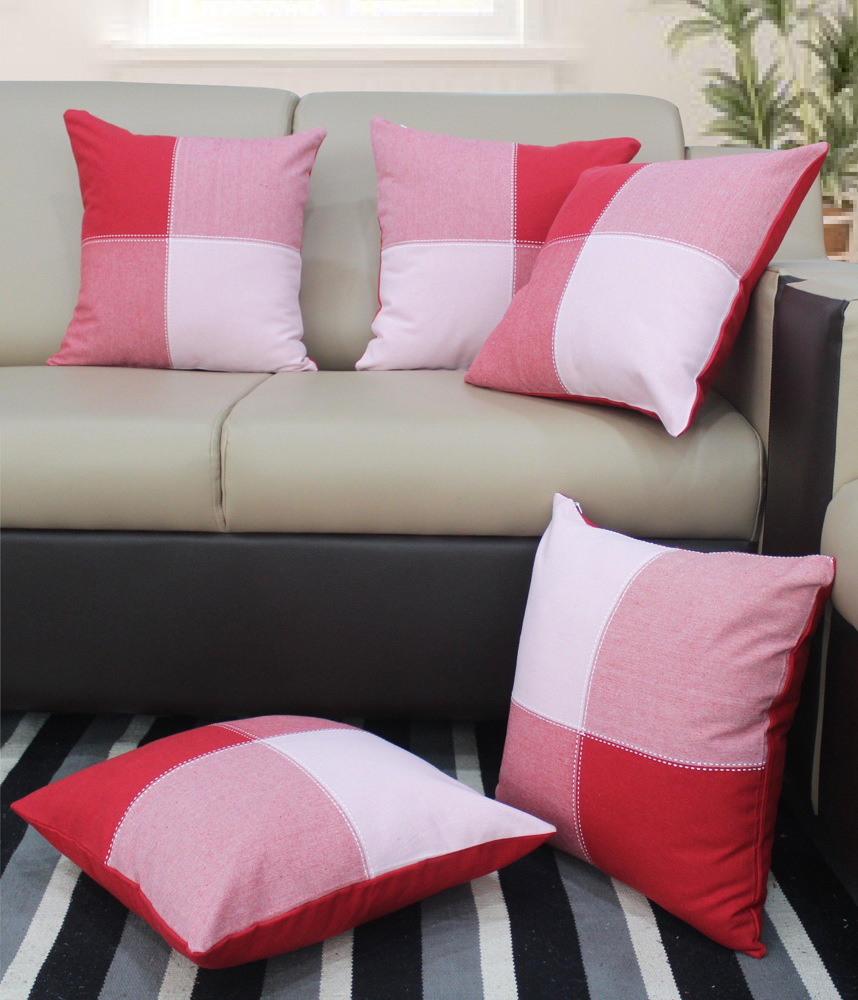 Cotton 4 Way Dobby Red Cushion Covers