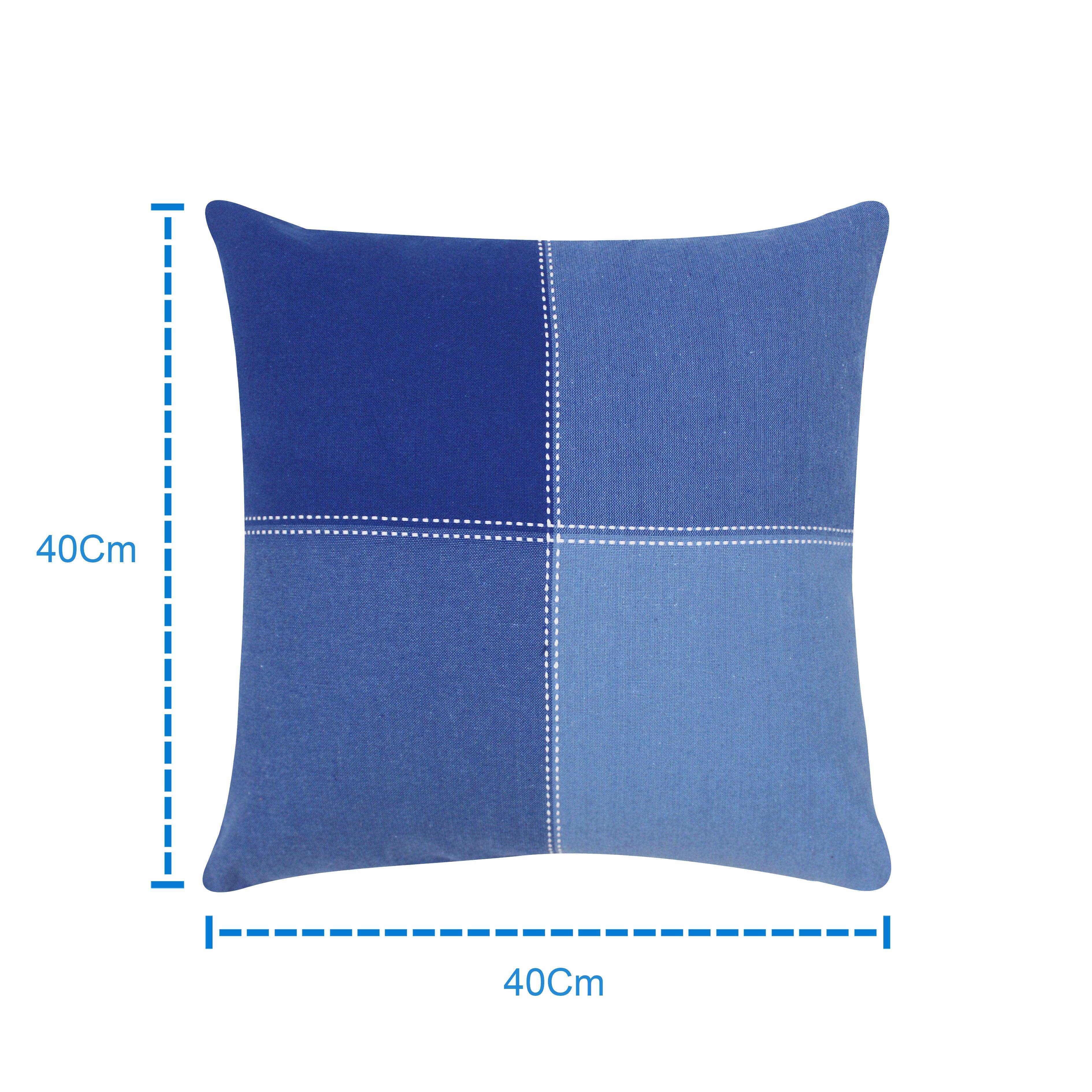 Cotton 4 Way Dobby Check Blue Cushion Covers