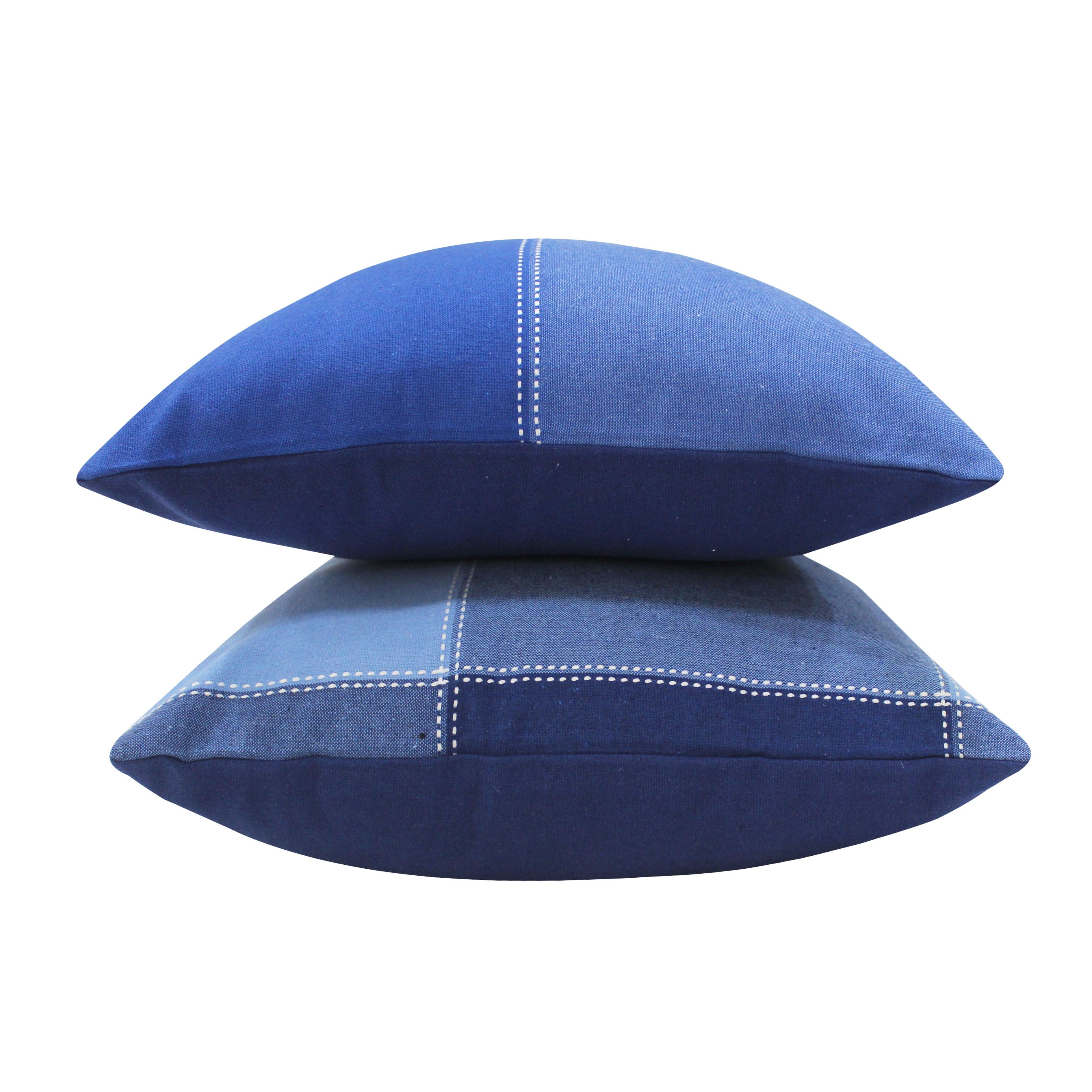 Cotton 4 Way Dobby Check Blue Cushion Covers