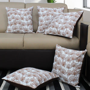 Cotton Single Leaf Brown Cushion Covers Pack Of 5 freeshipping - Airwill