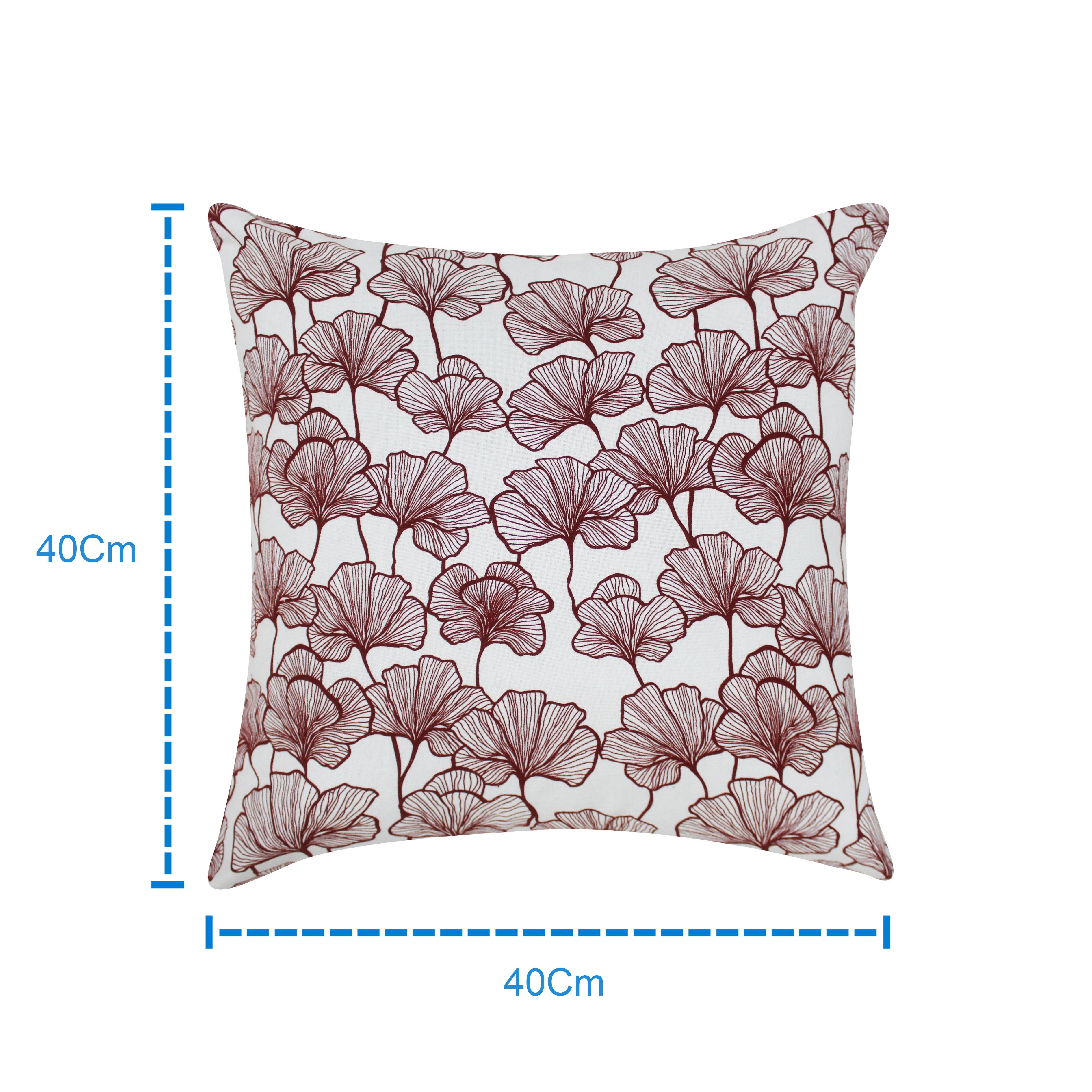 Cotton Single Leaf Maroon Cushion Covers