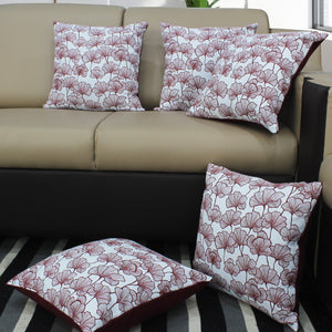 Cotton Single Leaf Maroon Cushion Covers Pack Of 5 freeshipping - Airwill