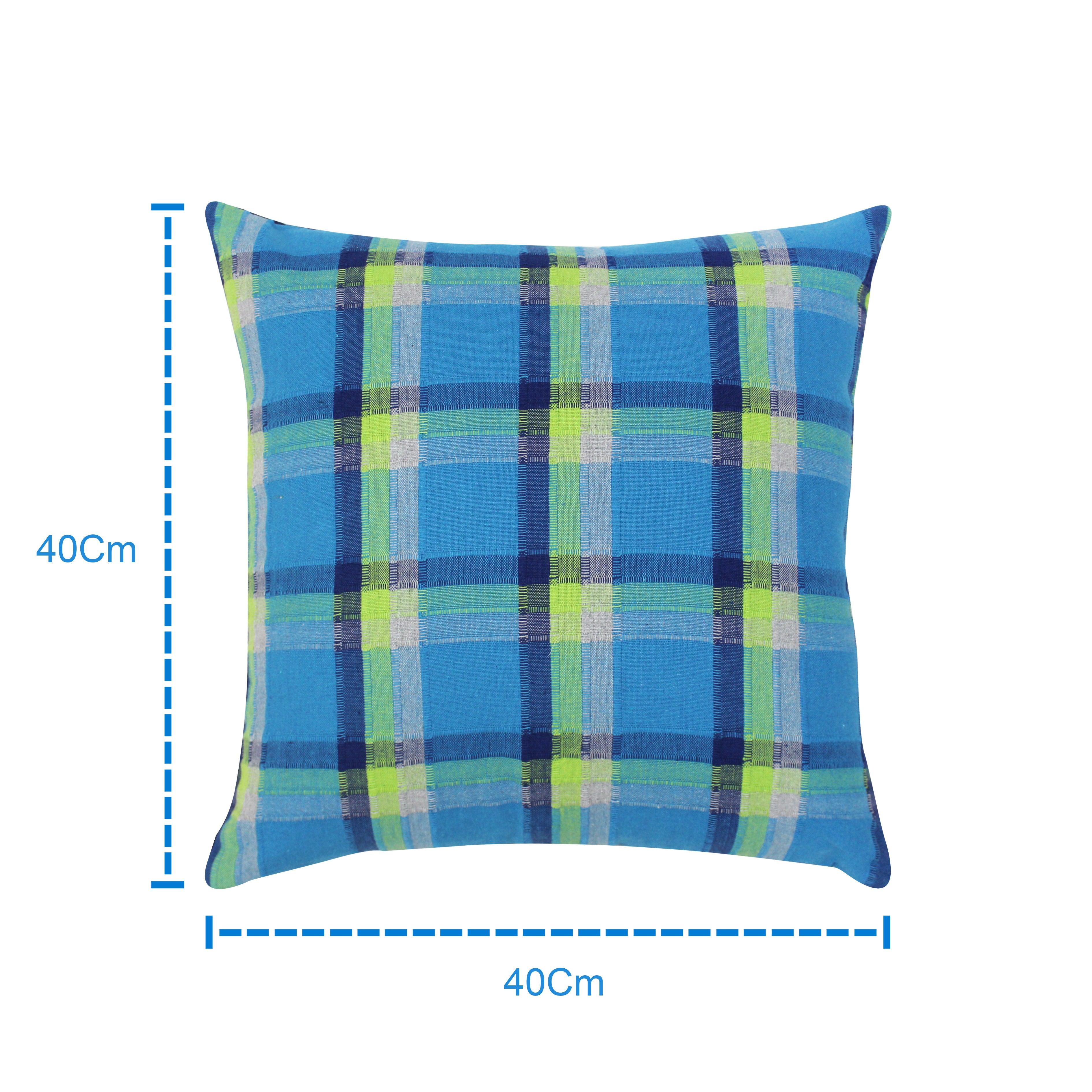 Cotton Iran Check Blue Cushion Covers