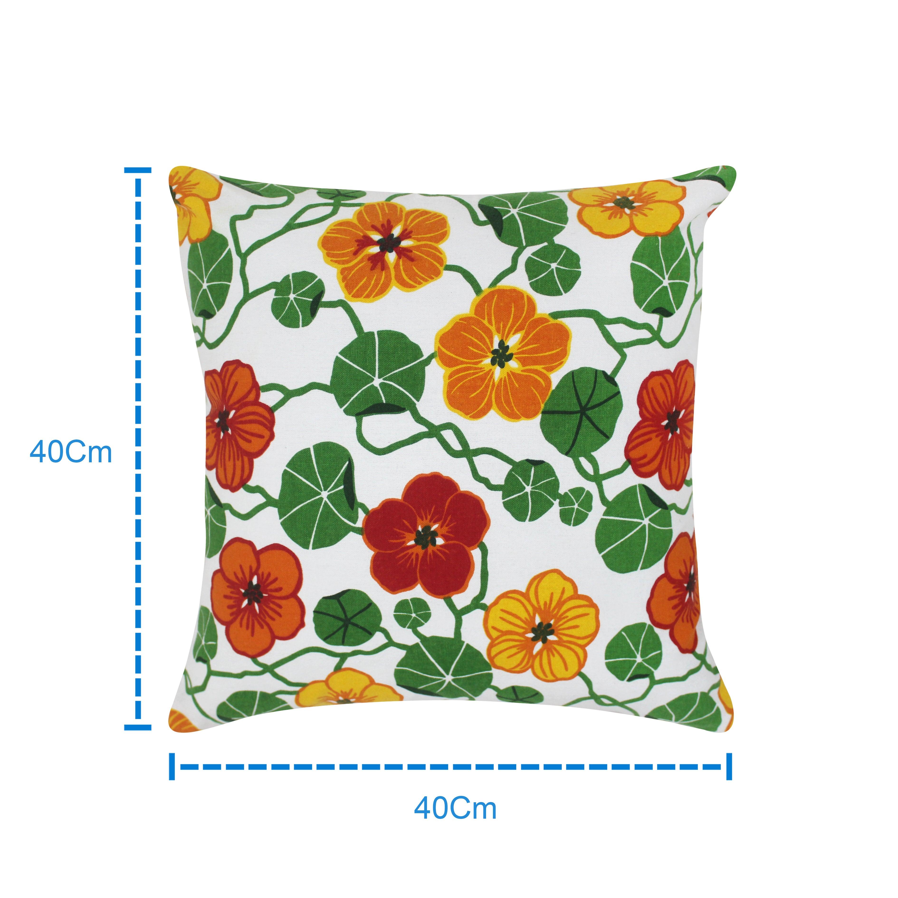 Cotton Green & Orange Floral Cushion Covers