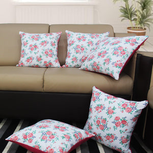 Cotton Small Pink Rose Floral Cushion Covers Pack Of 5 freeshipping - Airwill
