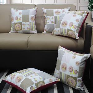 Cotton Check Floral Cushion Covers Pack Of 5 freeshipping - Airwill