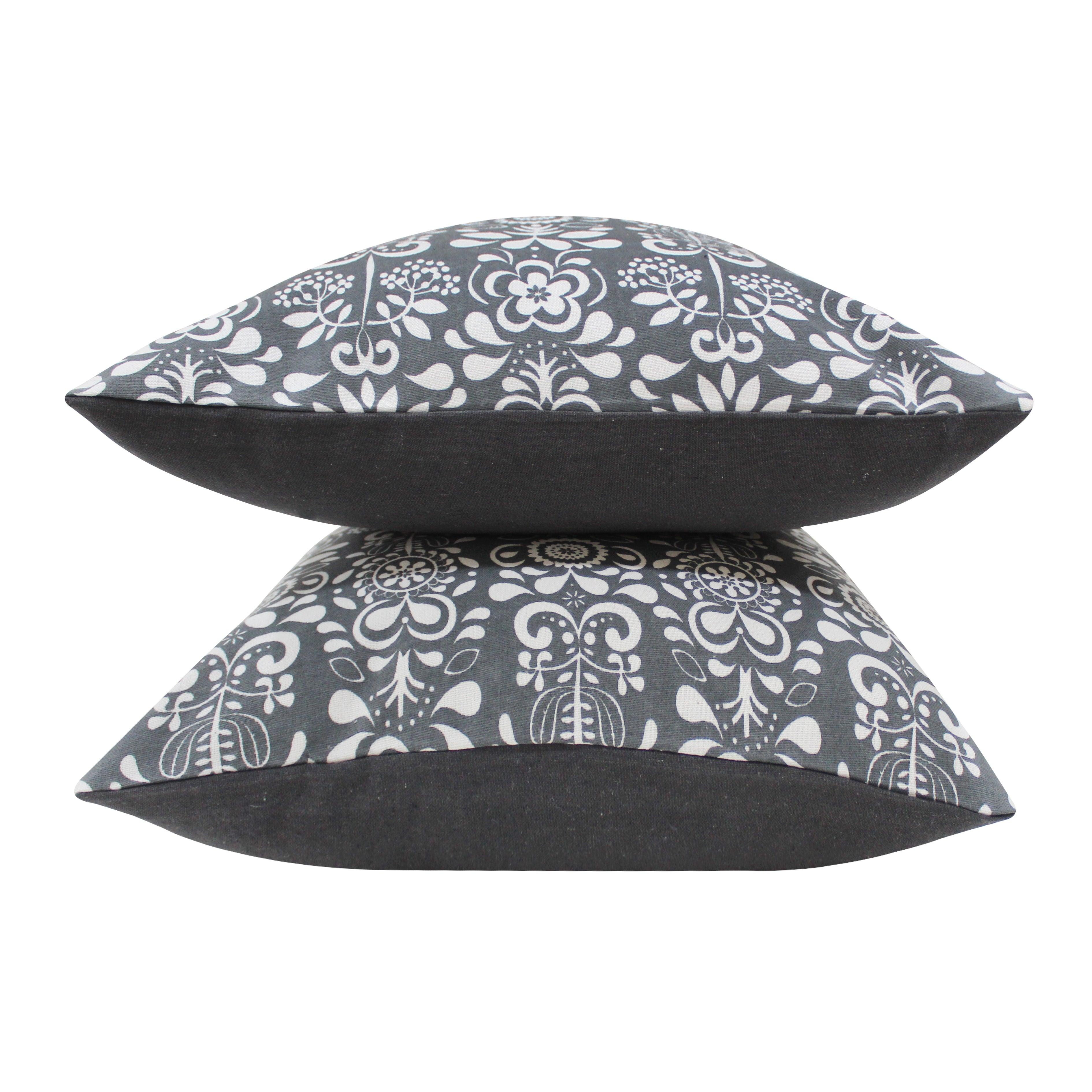Cotton Grey Damask Cushion Covers