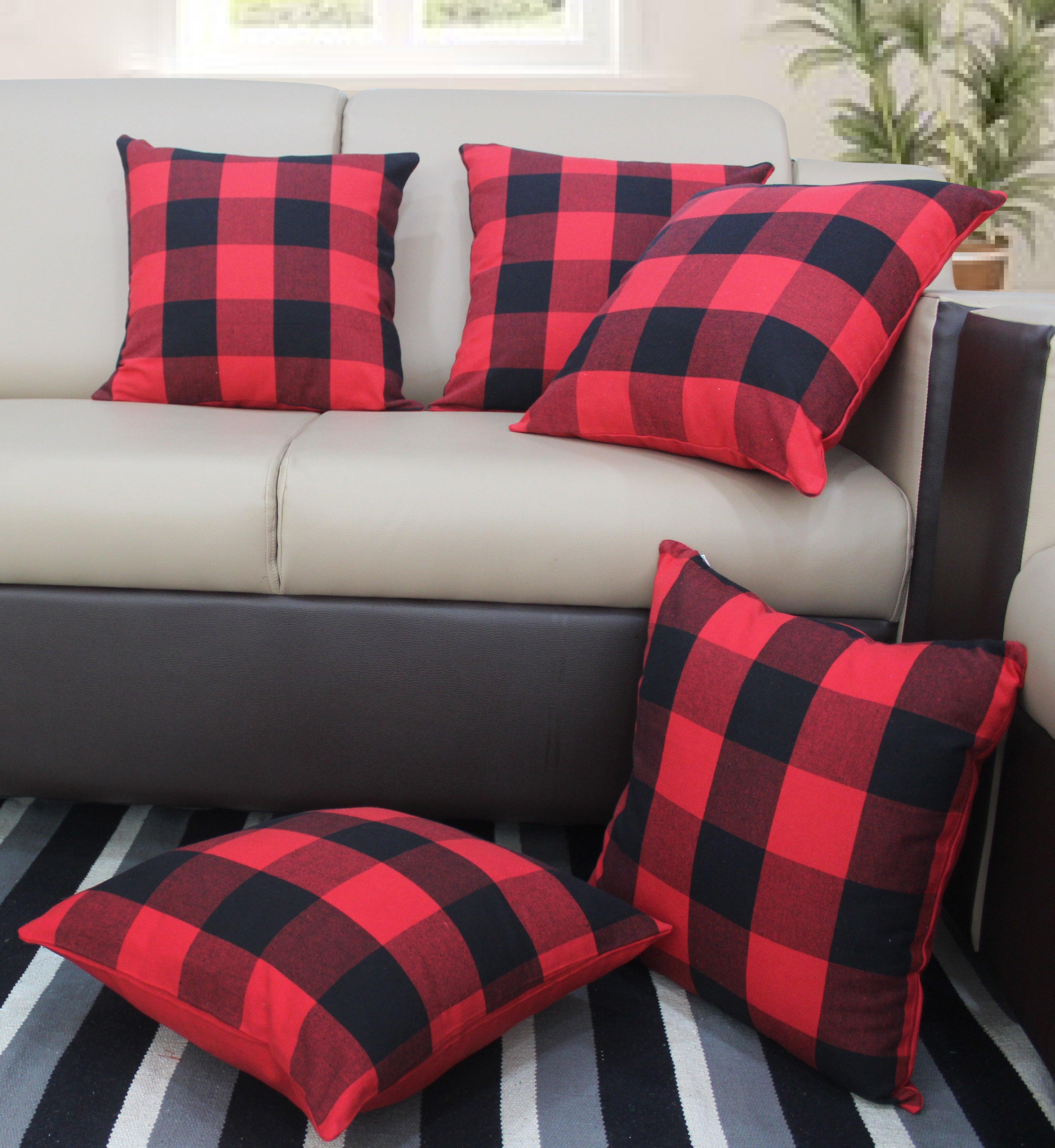 Cotton Big Check Cushion Covers