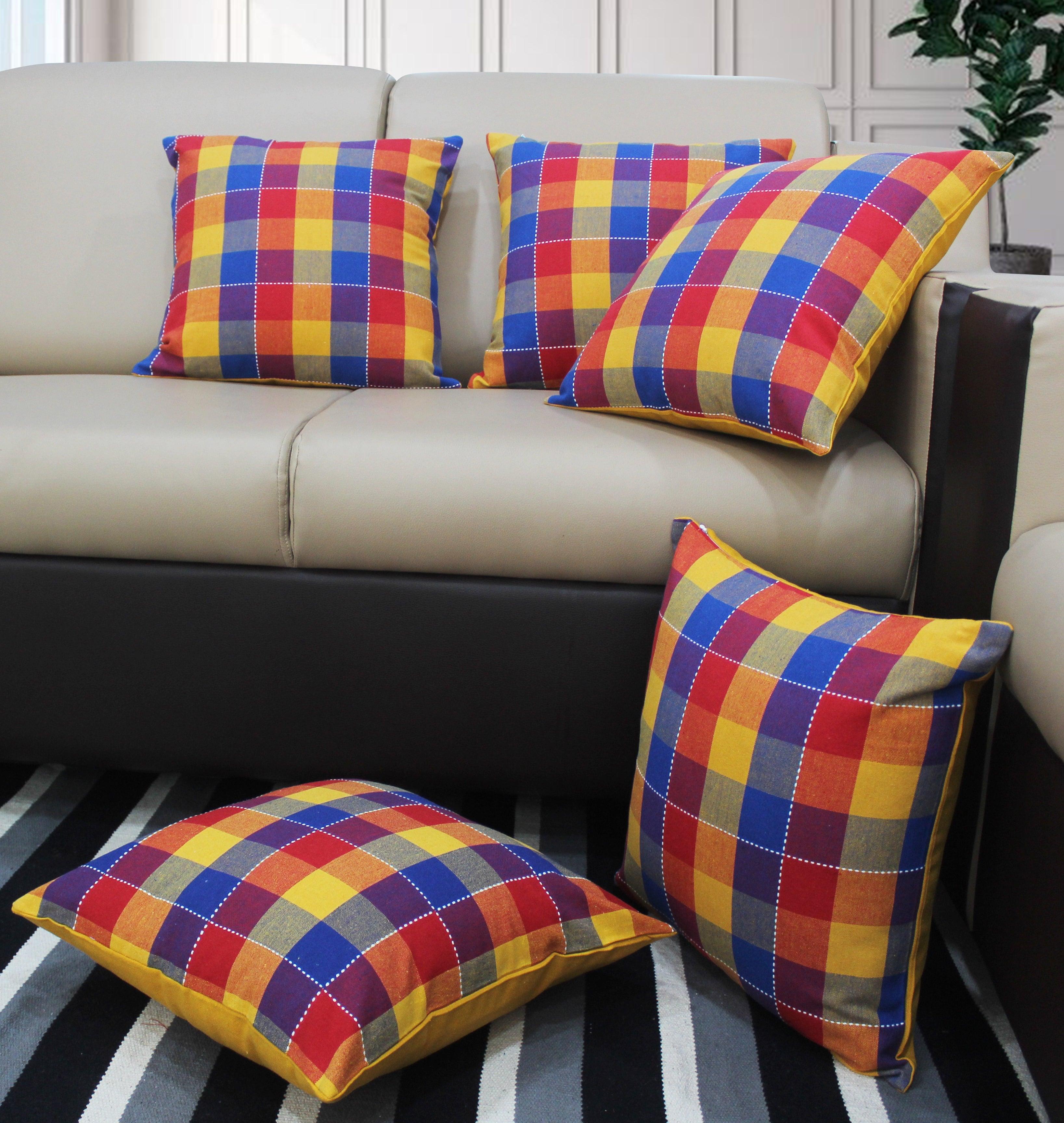 Cotton Adukalam Check Cushion Covers