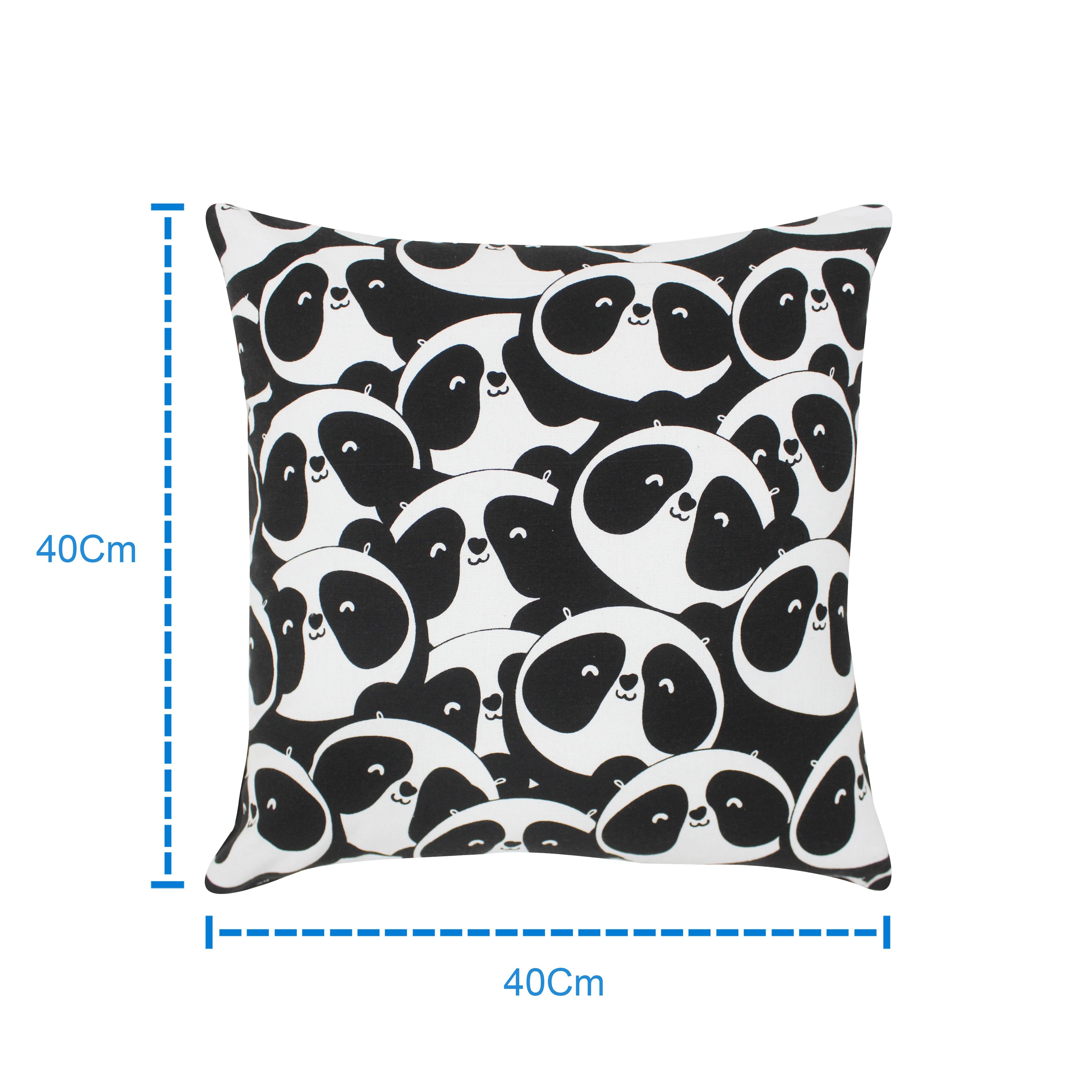 Cotton Black Panda Cushion Covers