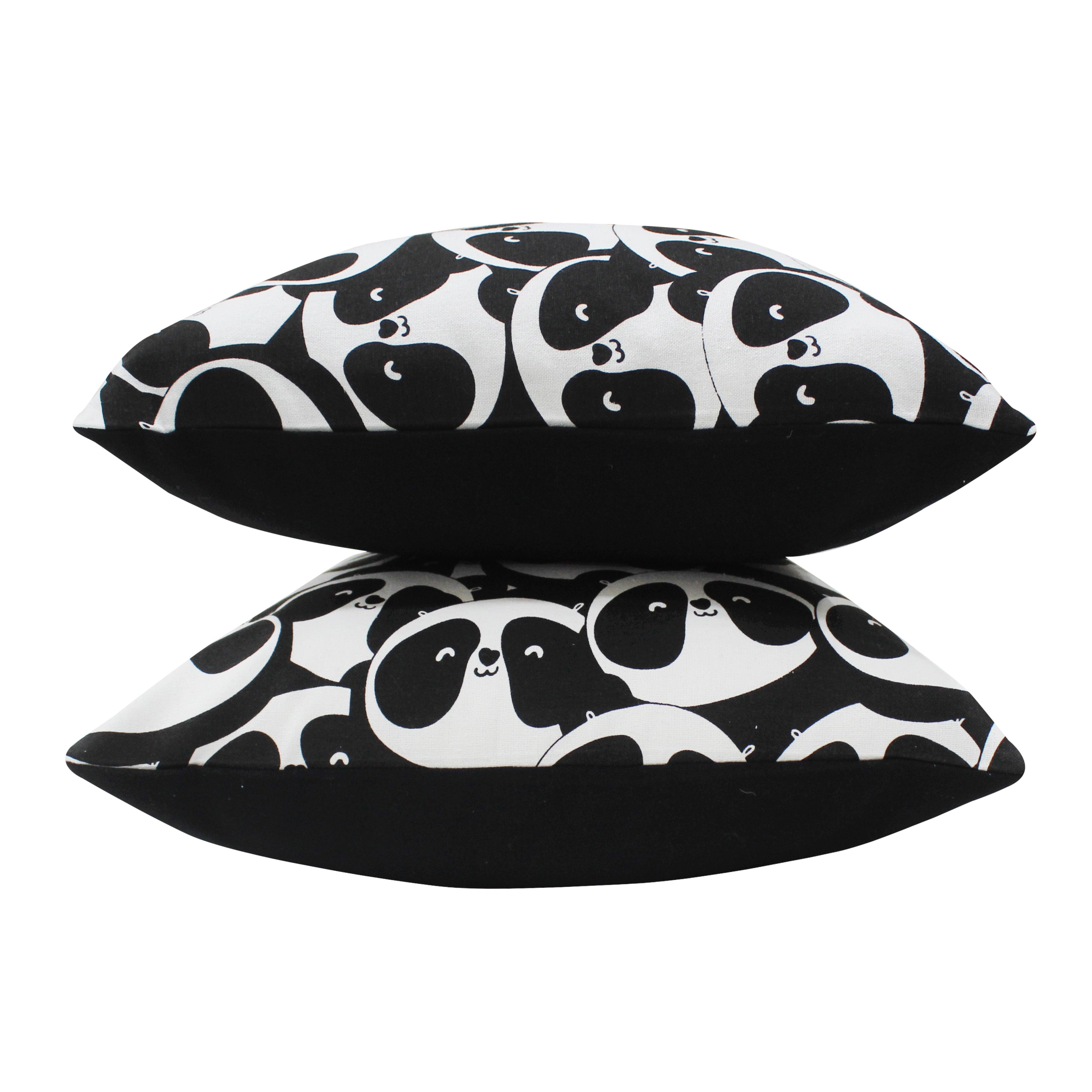 Cotton Black Panda Cushion Covers