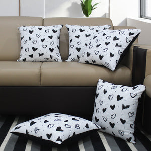 Cotton White Heart Cushion Covers Pack Of 5 freeshipping - Airwill