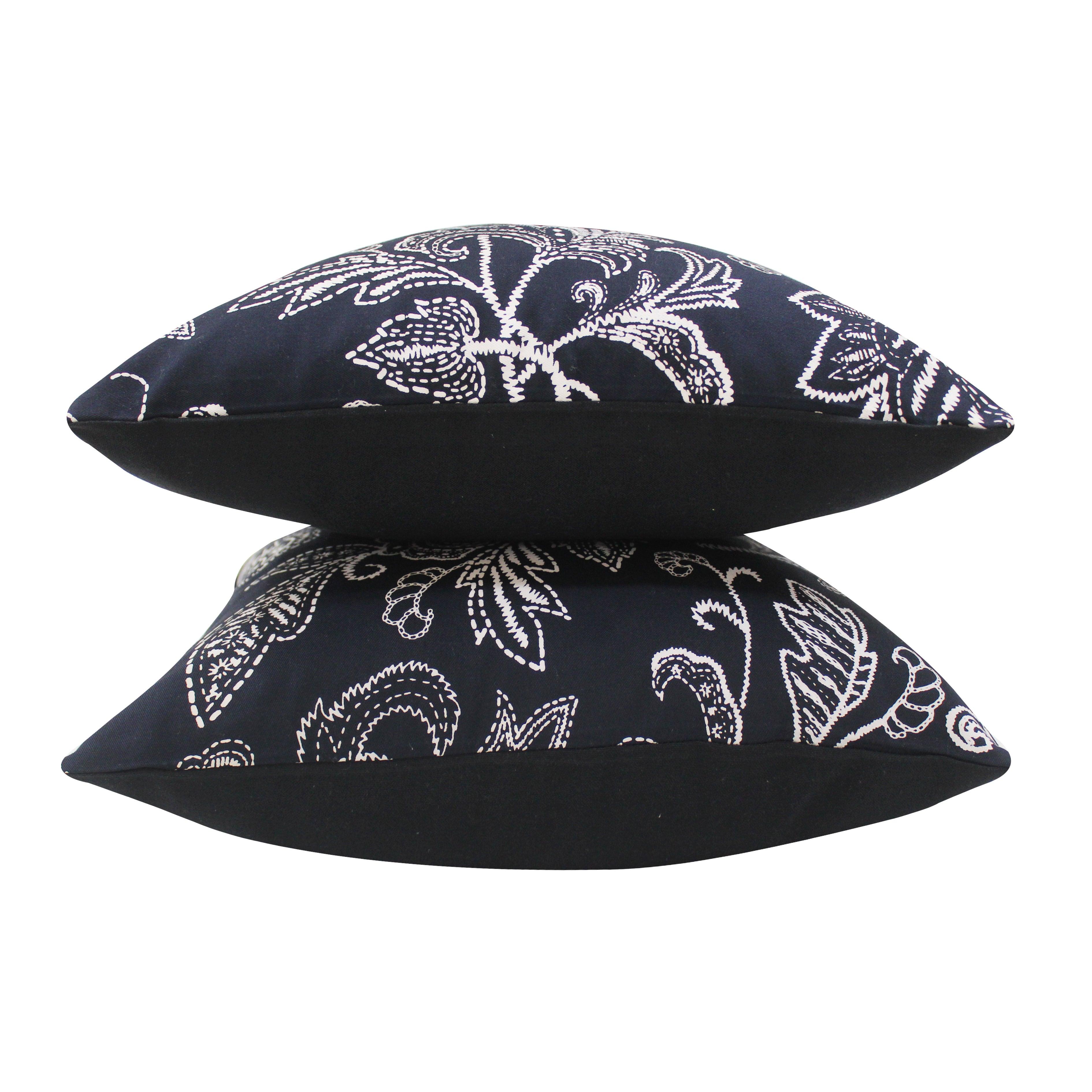 Cotton Black Flower Cushion Covers
