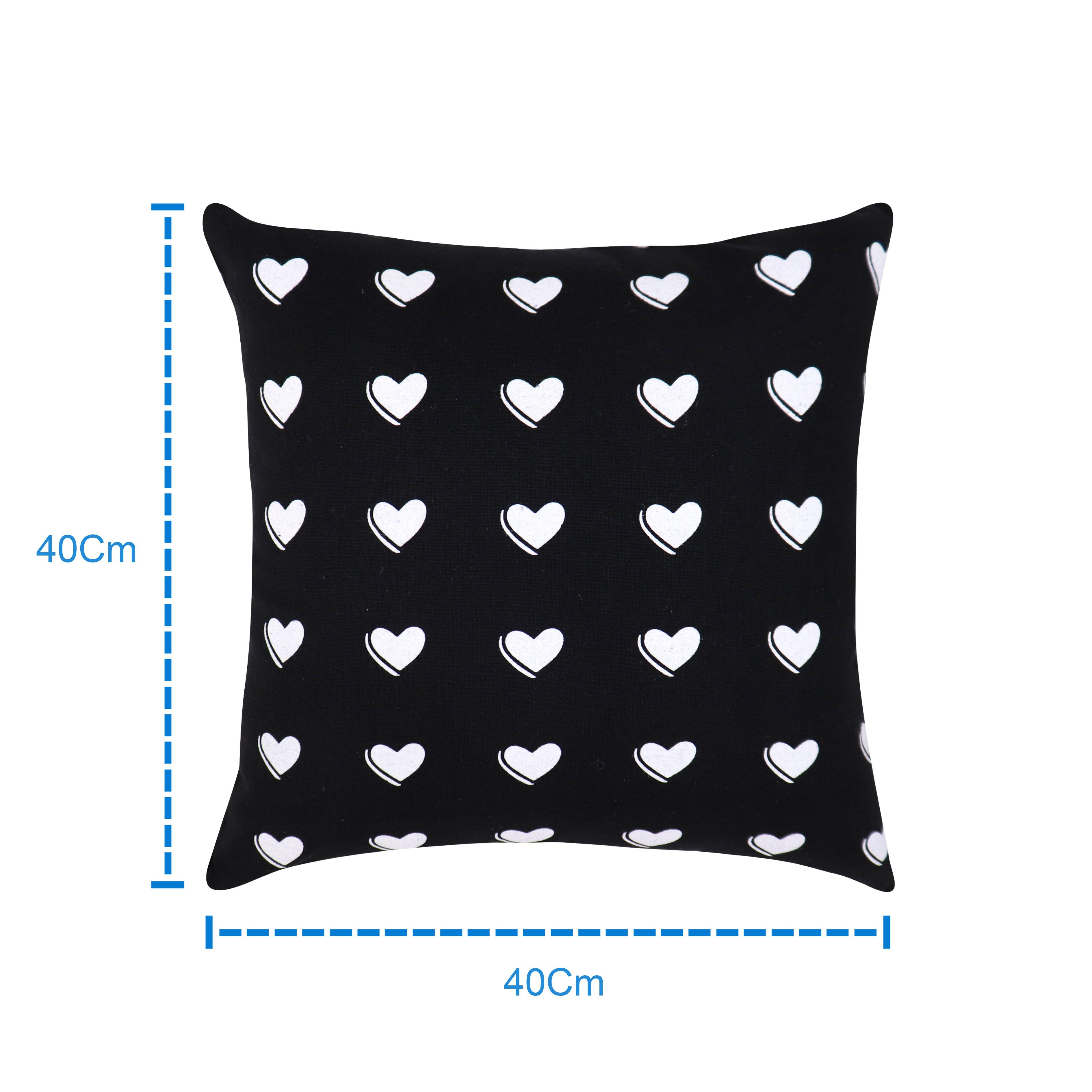 Cotton Black Heart Cushion Covers