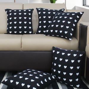 Cotton Black Heart Cushion Covers Pack of 5 freeshipping - Airwill