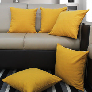 Cotton Solid Yellow Cushion Covers Pack of 5 freeshipping - Airwill