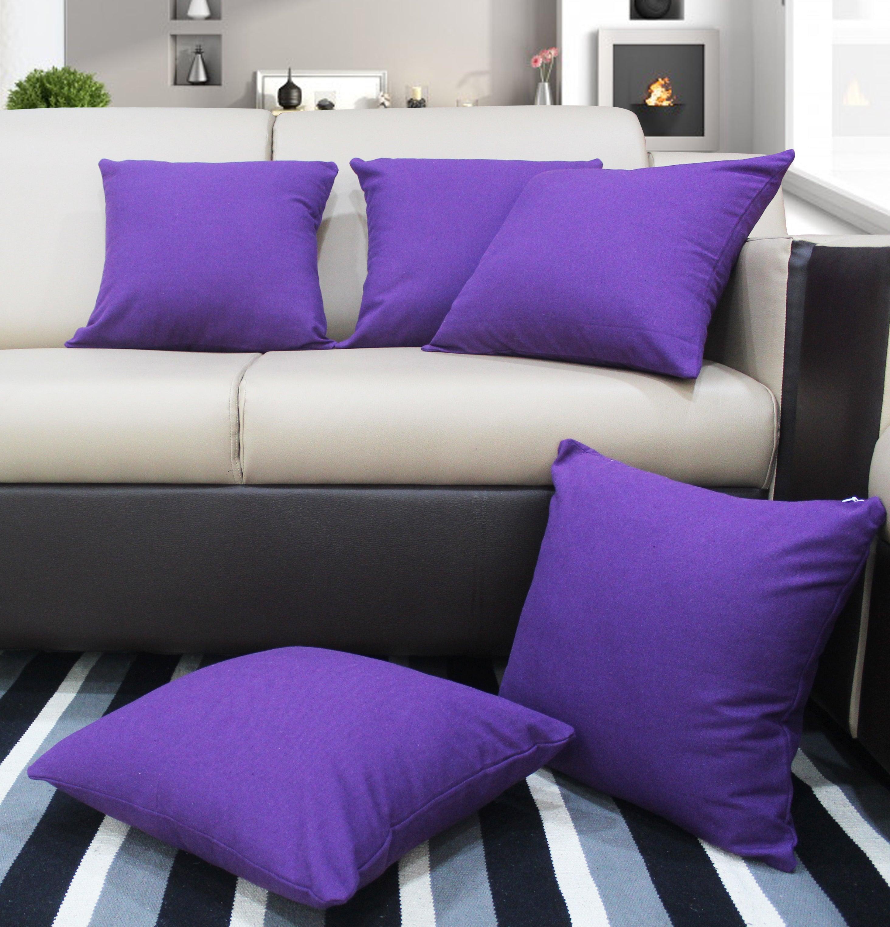Cotton Solid Violet Cushion Covers