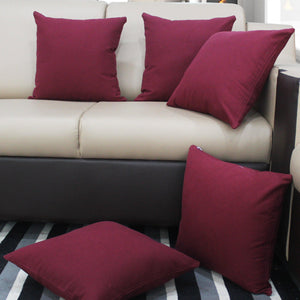 Cotton Solid Maroon Cushion Covers Pack of 5 freeshipping - Airwill