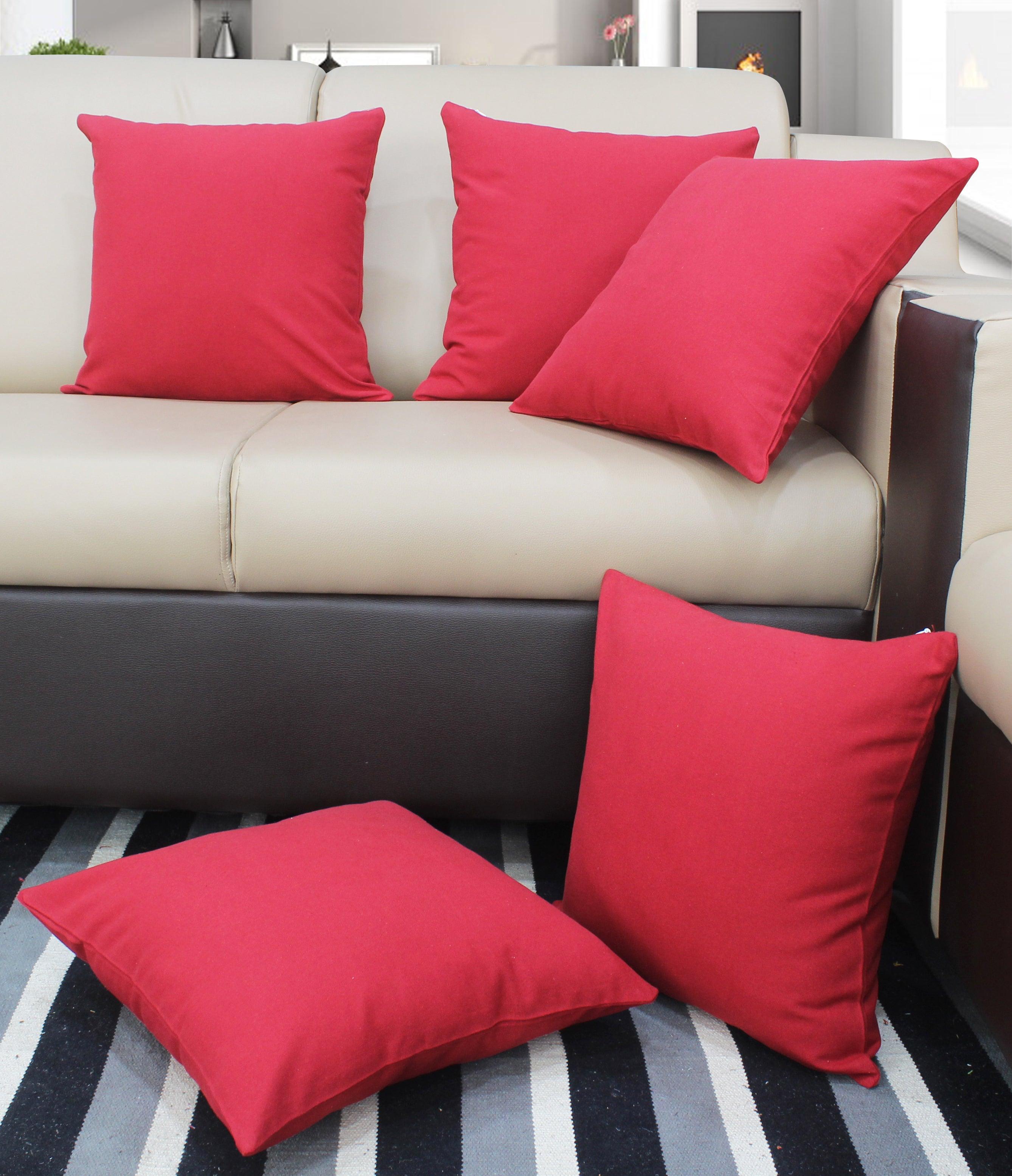 Cotton Solid Red Cushion Covers