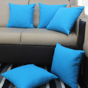 Cotton Solid Turquoise Blue Cushion Covers Pack of 5 freeshipping - Airwill