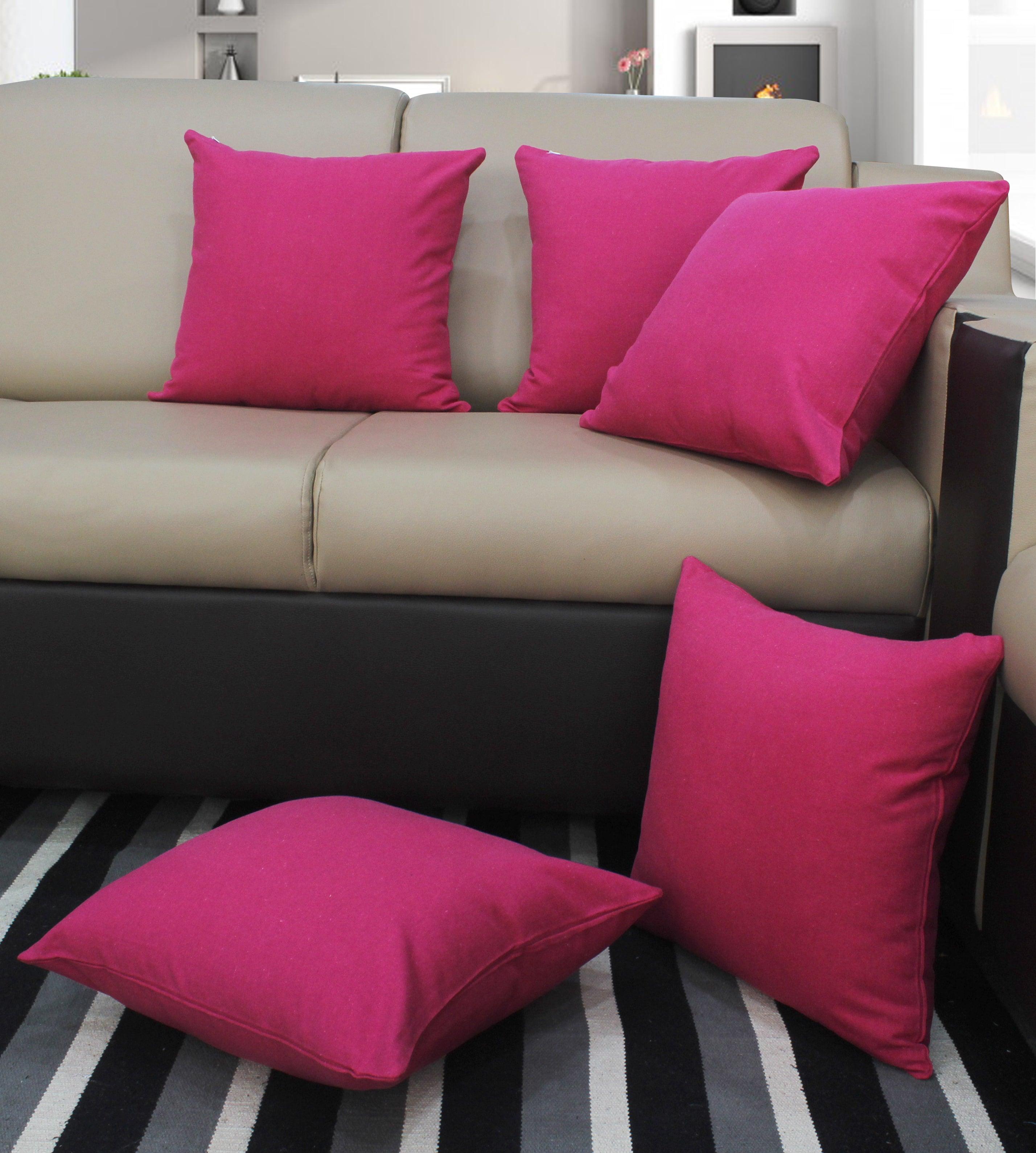 Cotton Solid Pink Cushion Covers