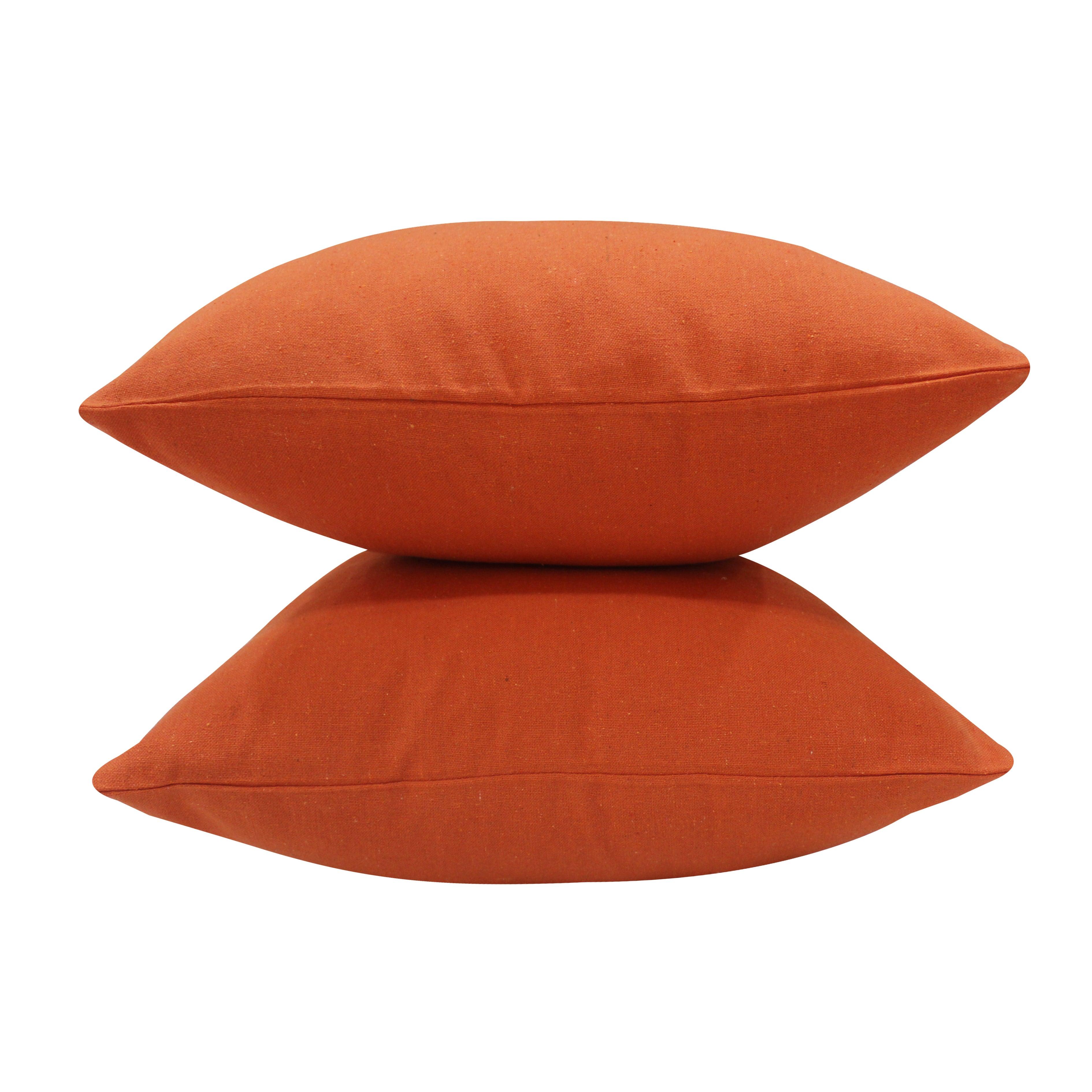 Cotton Solid Orange Cushion Covers