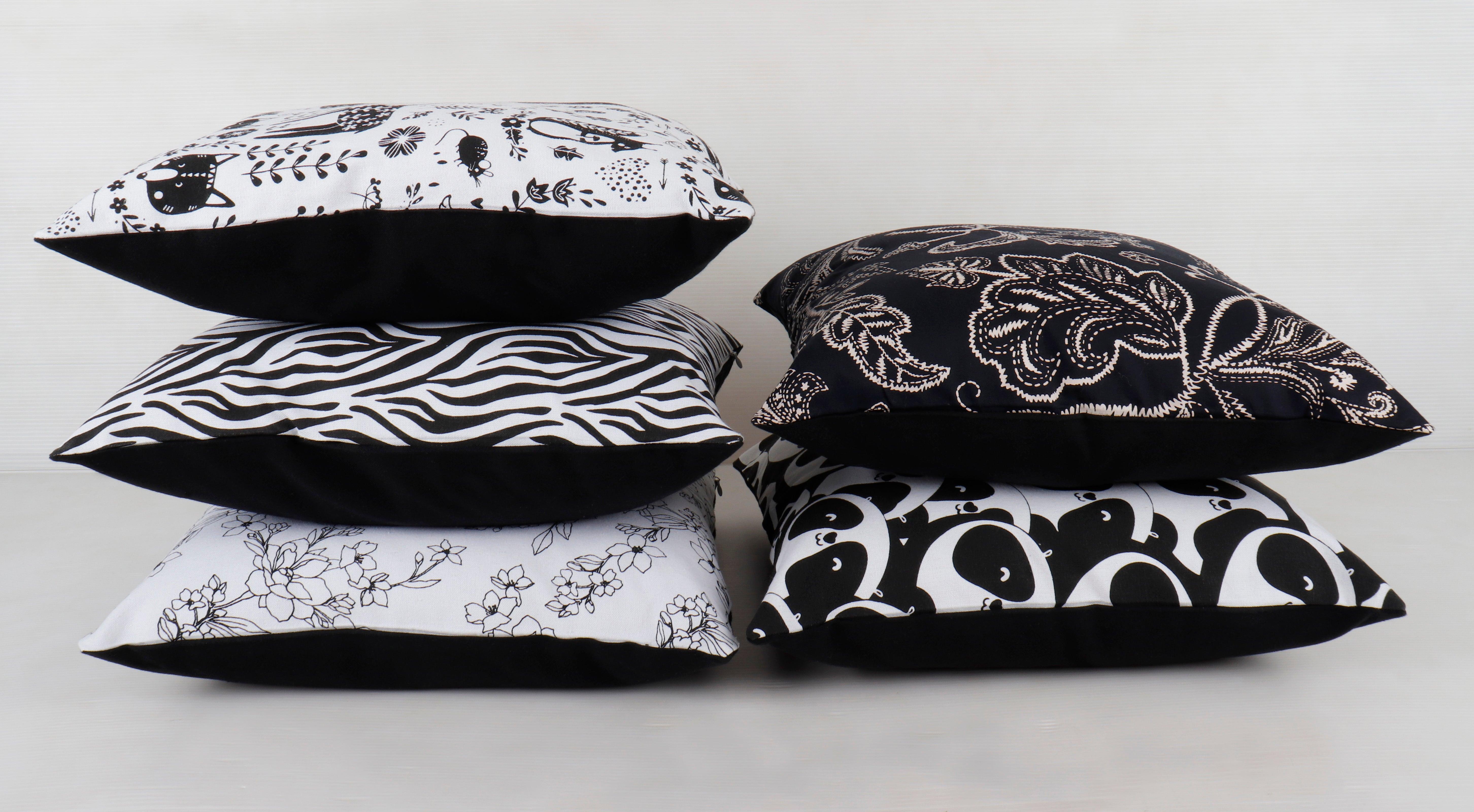 Cotton Black & White Theme Designer Printed Cushion Covers