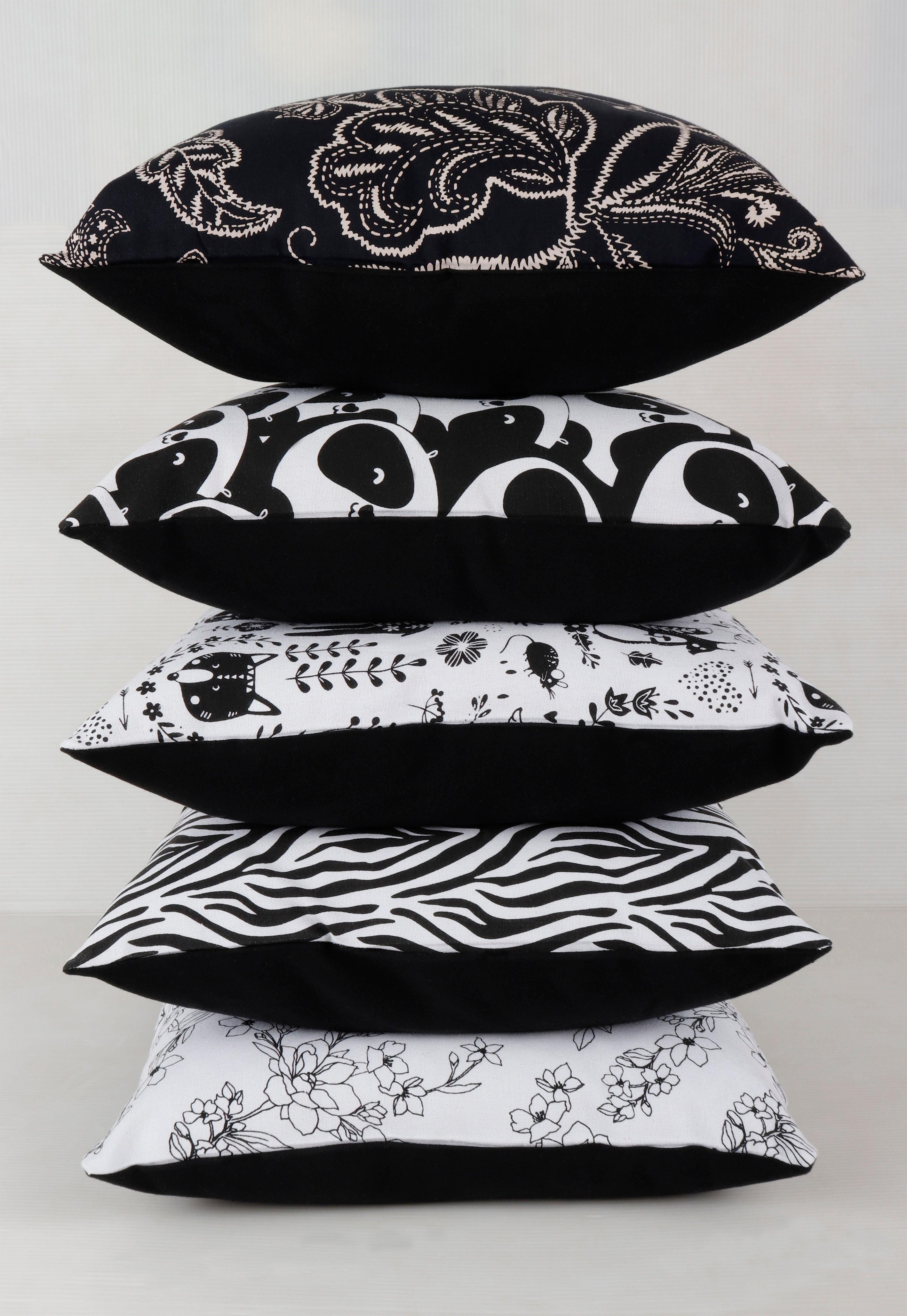 Cotton Black & White Theme Designer Printed Cushion Covers