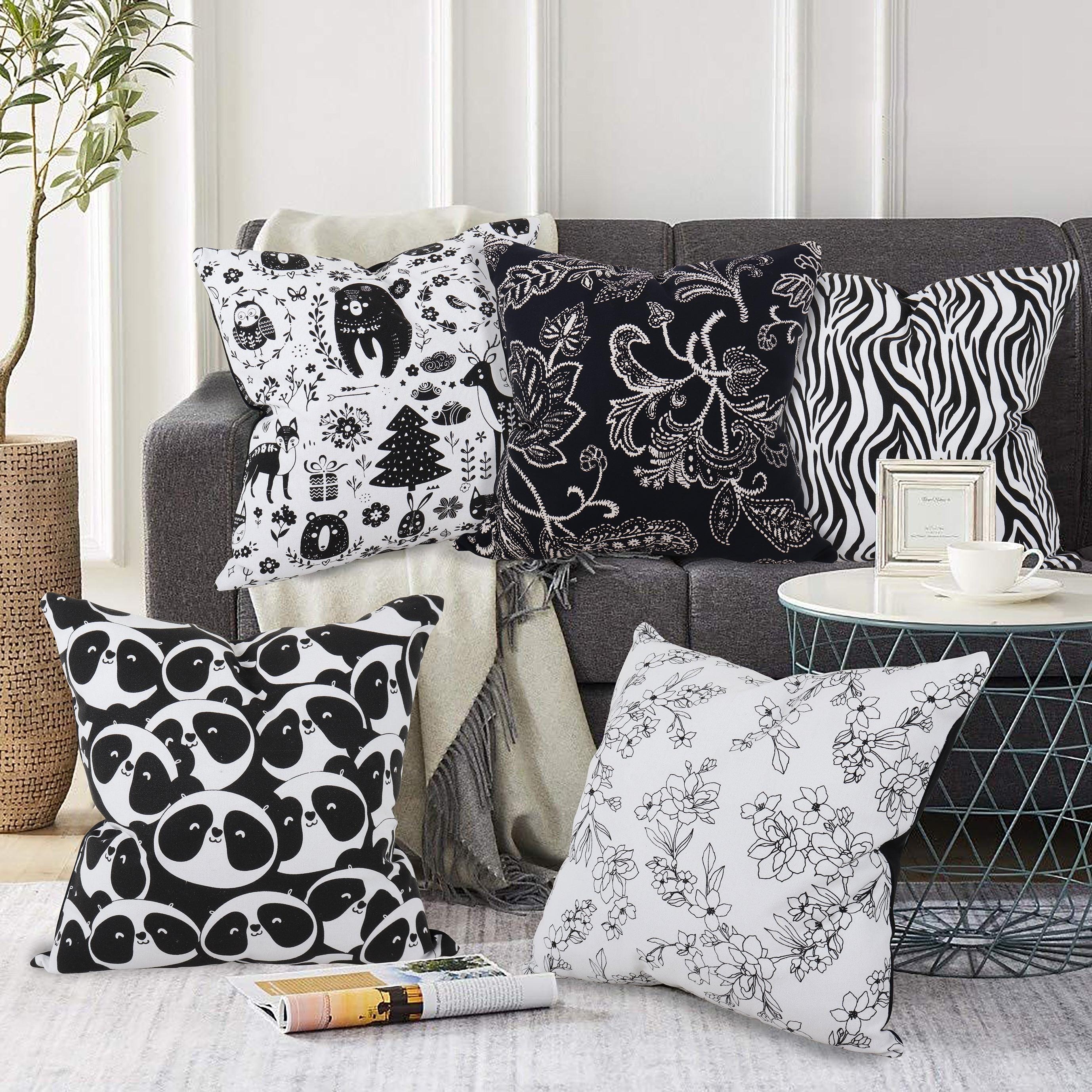 Cotton Black & White Theme Designer Printed Cushion Covers