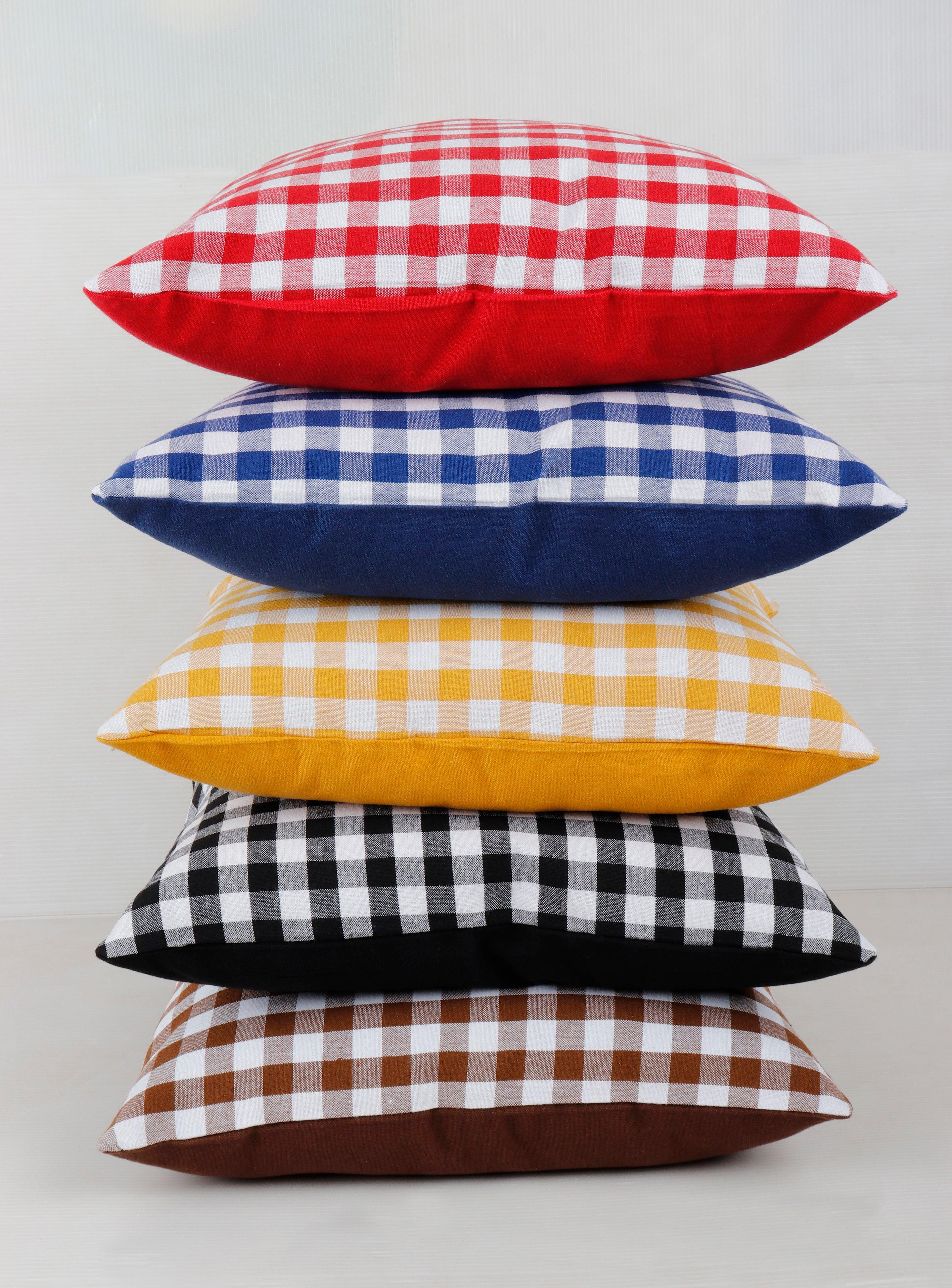 Cotton Gingham Check Theme Designer Cushion Covers