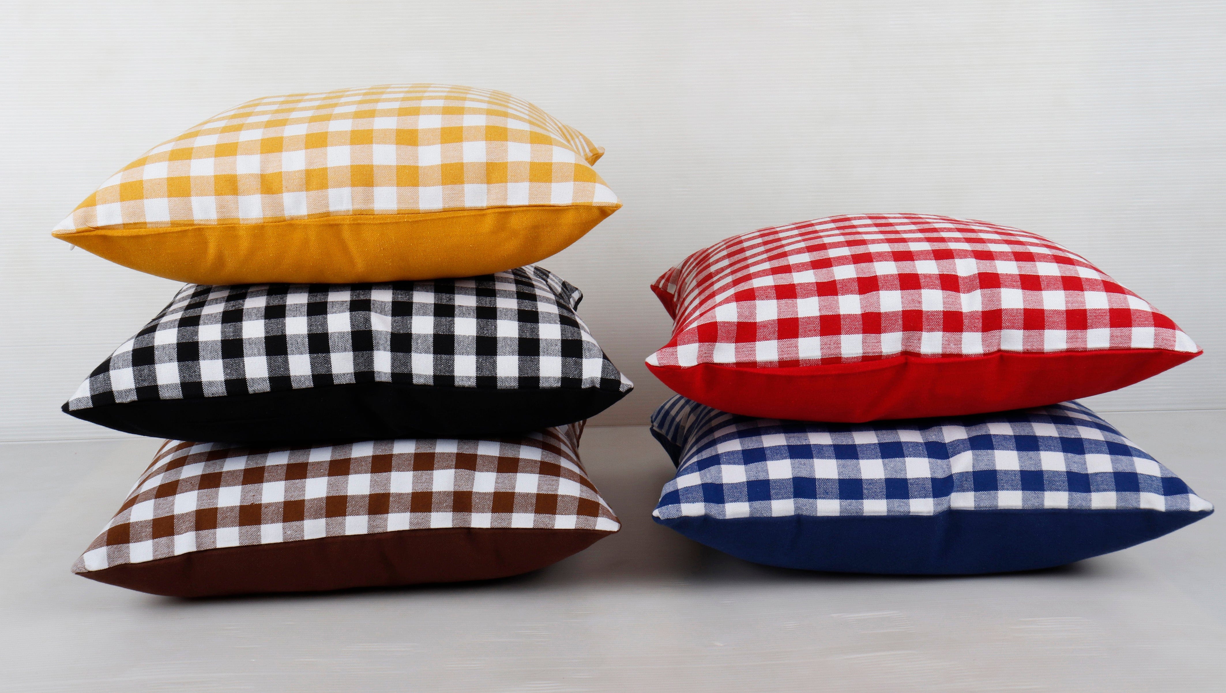 Cotton Gingham Check Theme Designer Cushion Covers
