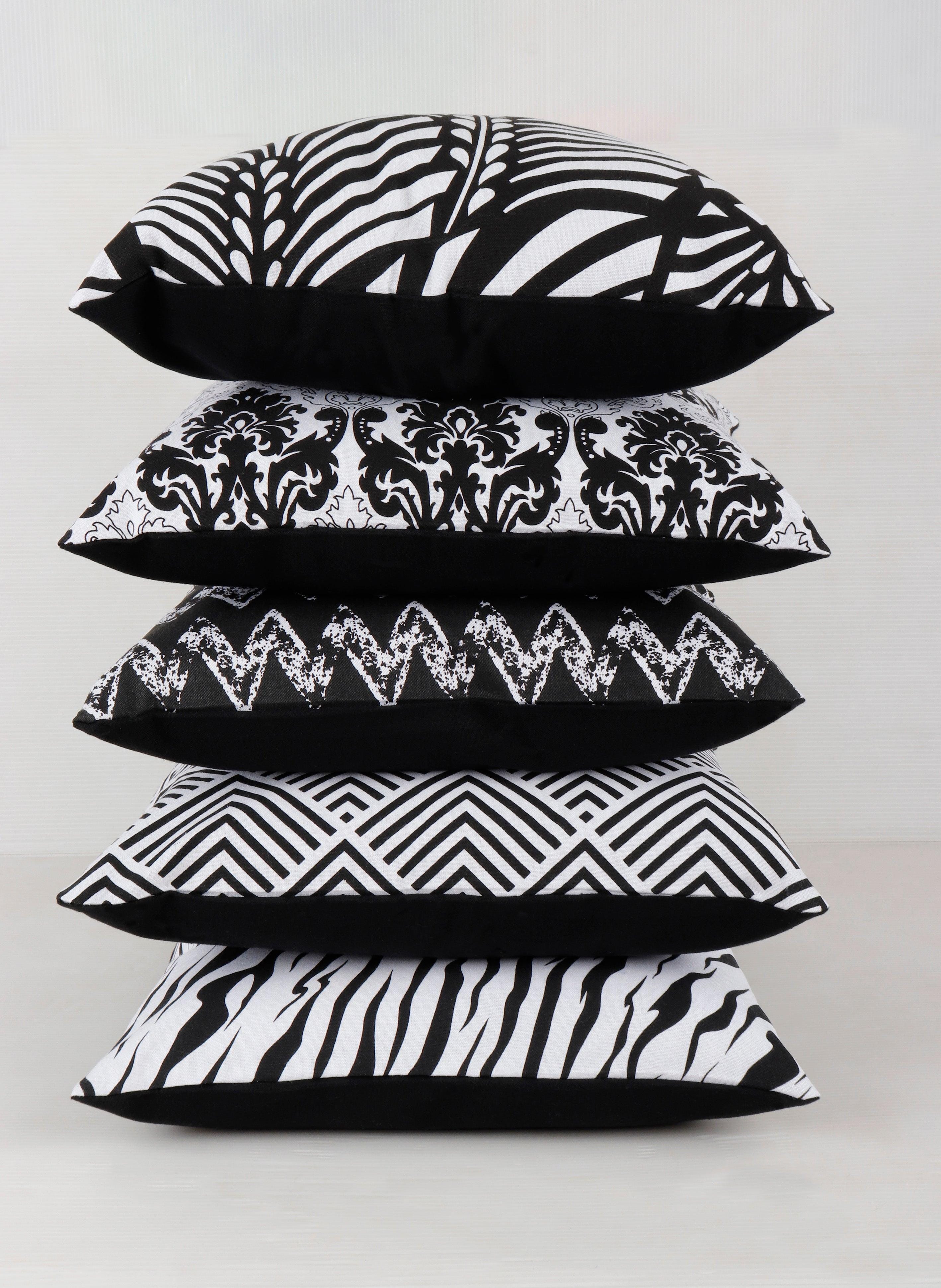 Cotton Black & White Theme Geometric Designer Cushion Covers