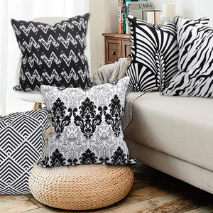 Cotton Black & White Theme Geometric Designer Cushion Covers Pack of 5 freeshipping - Airwill