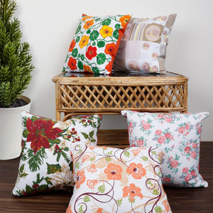 Cotton Floral Theme Designer Printed Cushion Covers Pack of 5 freeshipping - Airwill