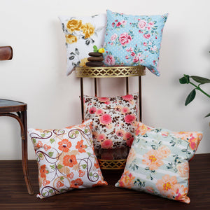 Cottton Floral Theme Designer Printed Cushion Covers Pack of 5 freeshipping - Airwill