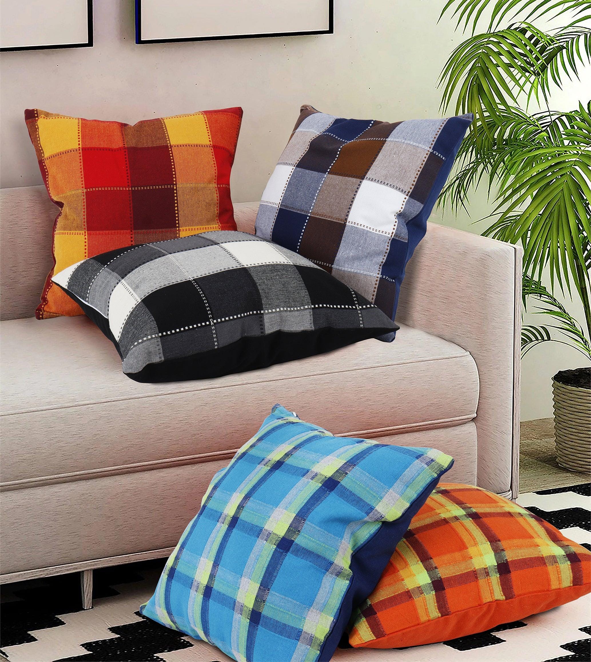 Cotton Checked Theme Designer Cushion Covers