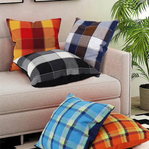 Cotton Checked Theme Designer Cushion Covers Pack of 5 freeshipping - Airwill