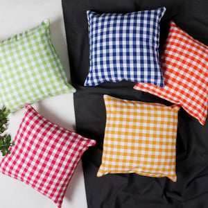 Cotton Gingham Check Designer Cushion Covers Pack of 5 freeshipping - Airwill