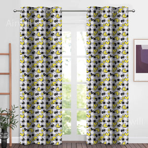 Cotton Heart Flower 7ft Door Curtains Pack Of 2