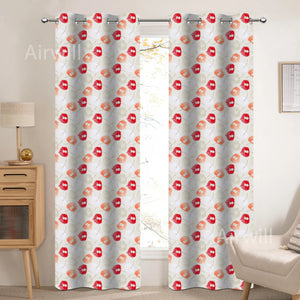 Cotton Floral Flower 7ft Door Curtains Pack Of 2