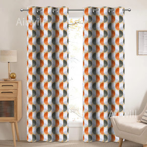 Cotton Geometric Flower 7ft Door Curtains Pack Of 2