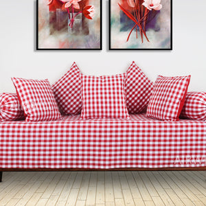 Cotton Opulent Diwan Set Red & White