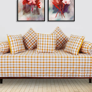 Cotton Opulent Diwan Set Yellow & Beige