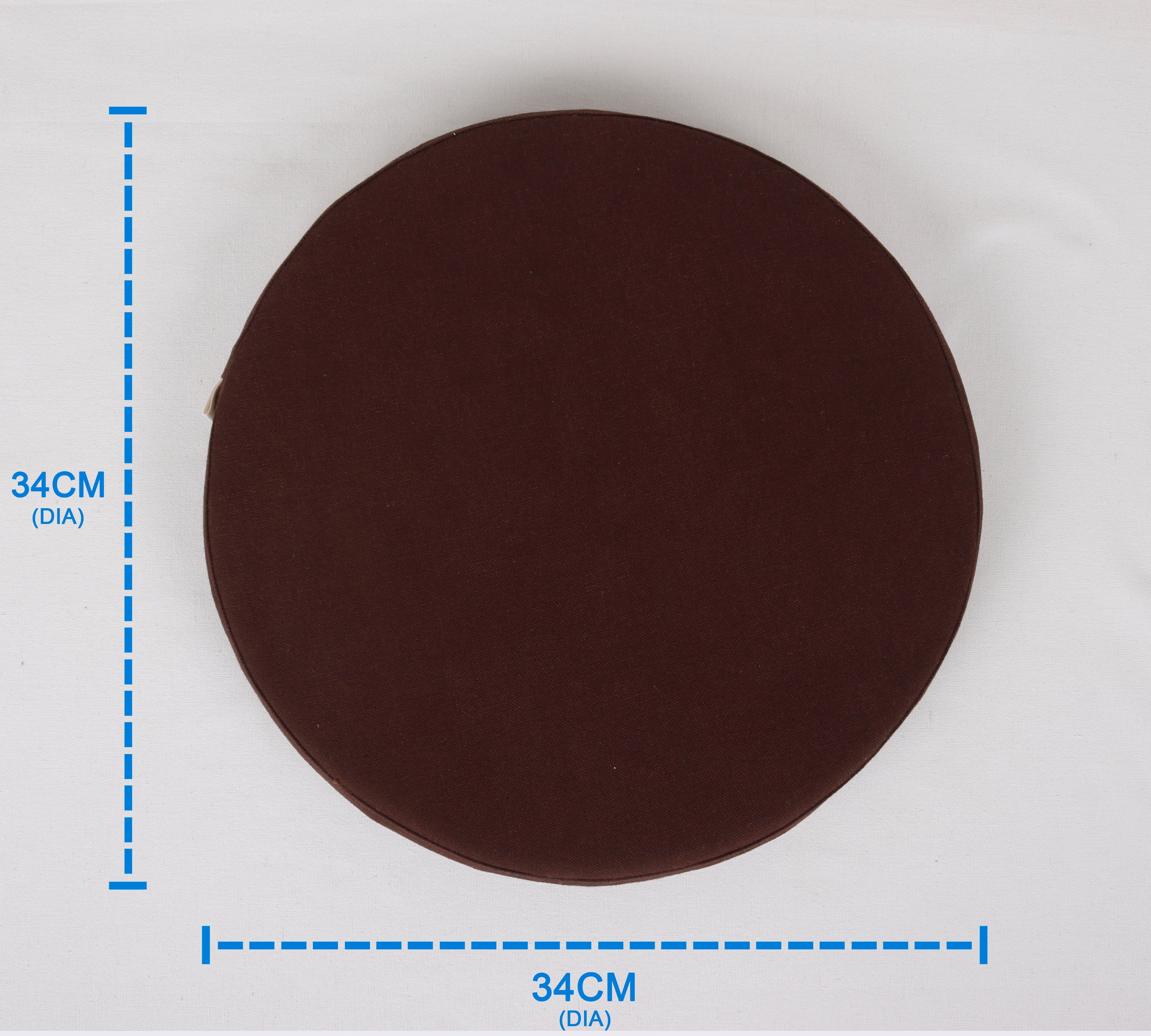 Cotton Brown Round Chair Pad Pack of 2