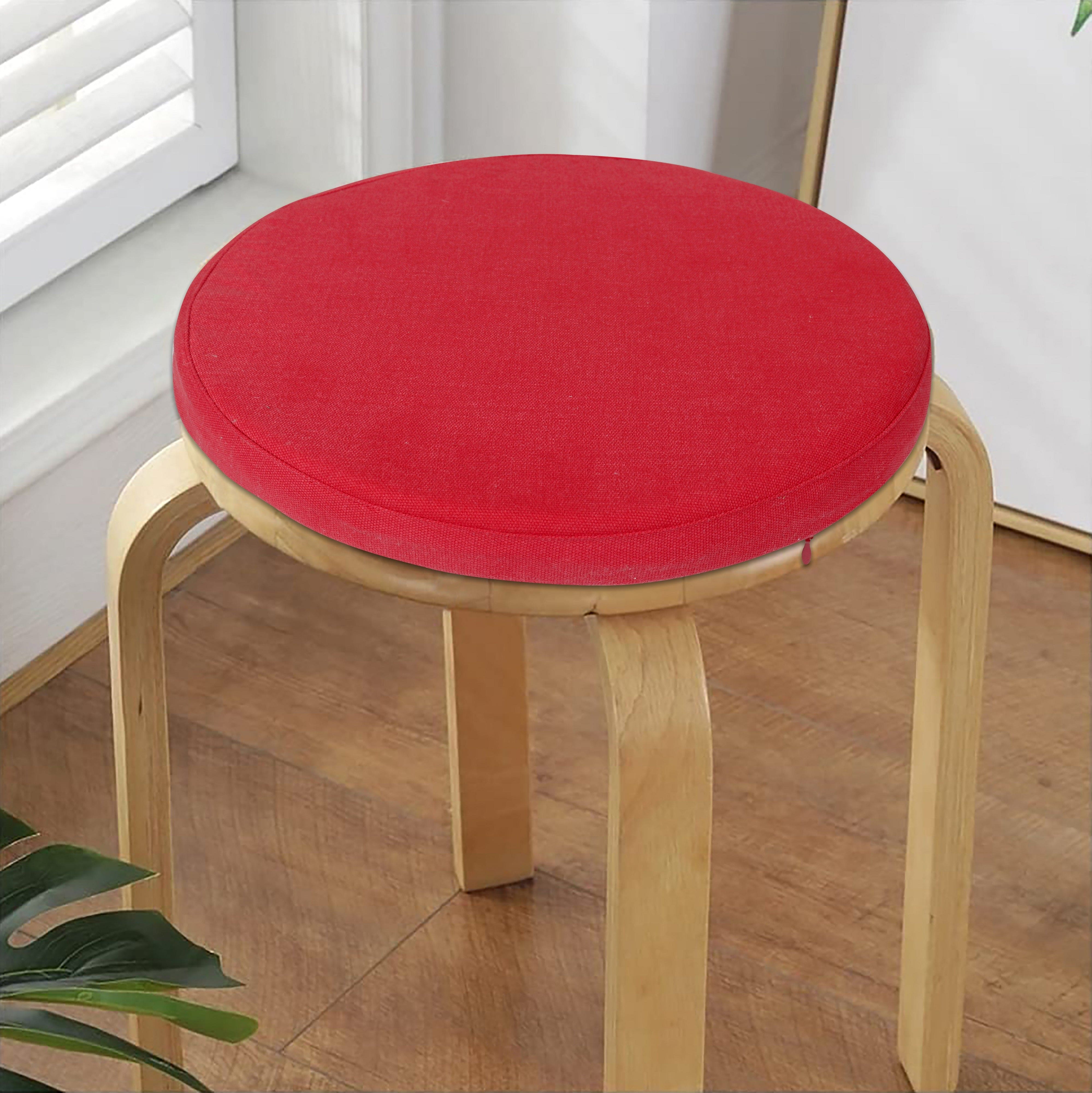Cotton Red Round Chair Pad Pack of 2