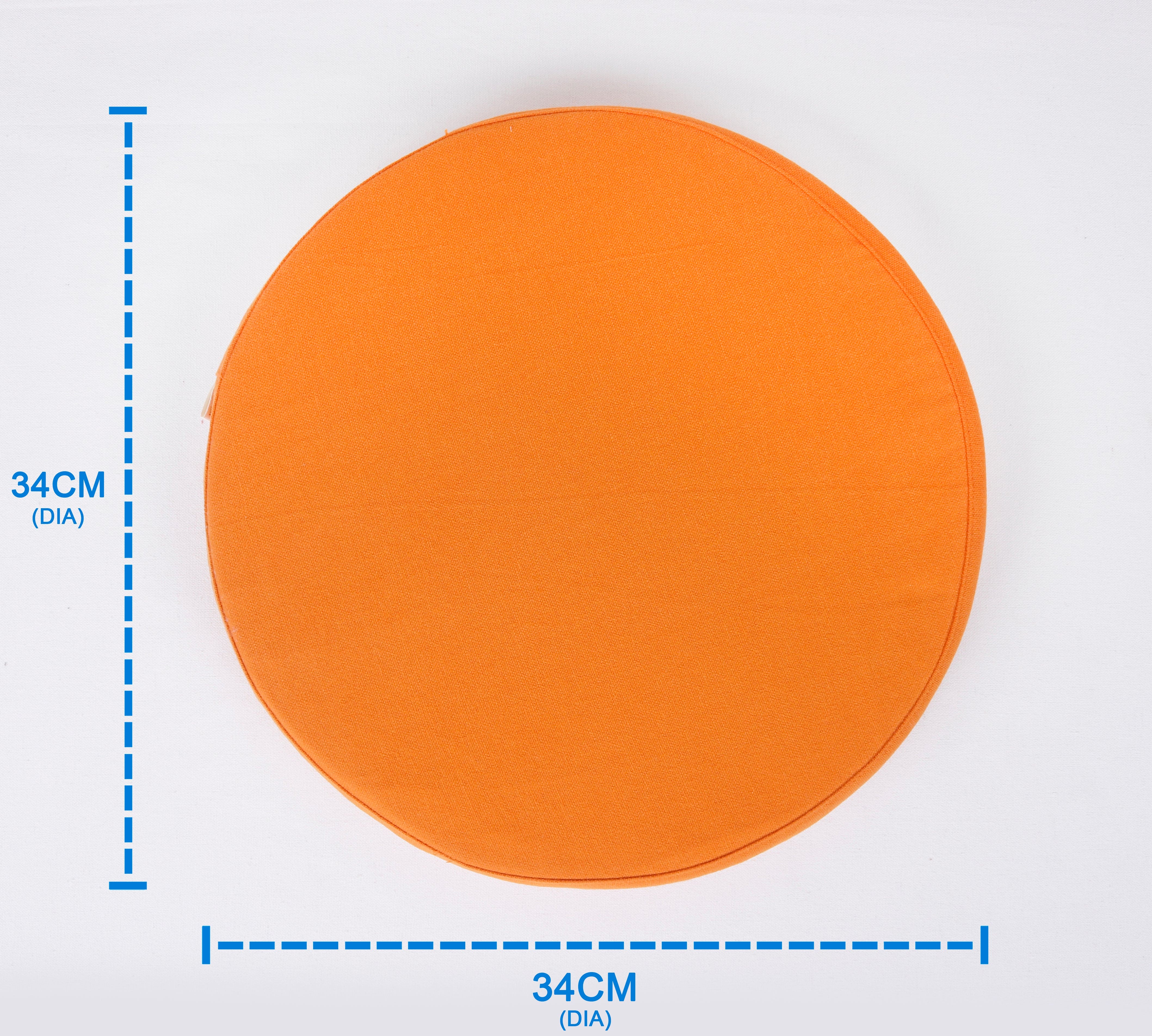 Cotton Round Orange Chair Pad Pack of 2