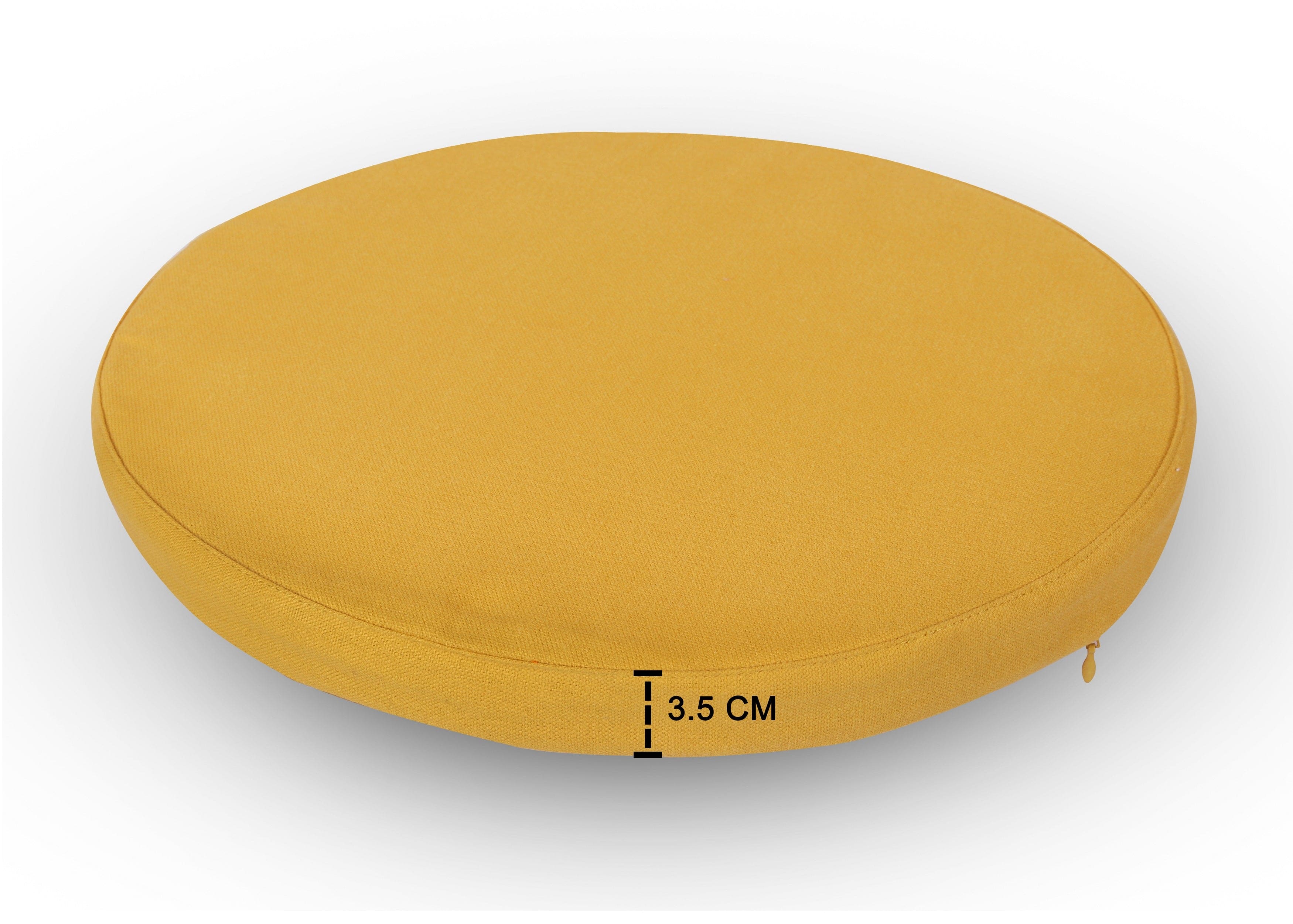 Cotton Yellow Round Chair Pad Pack of 2